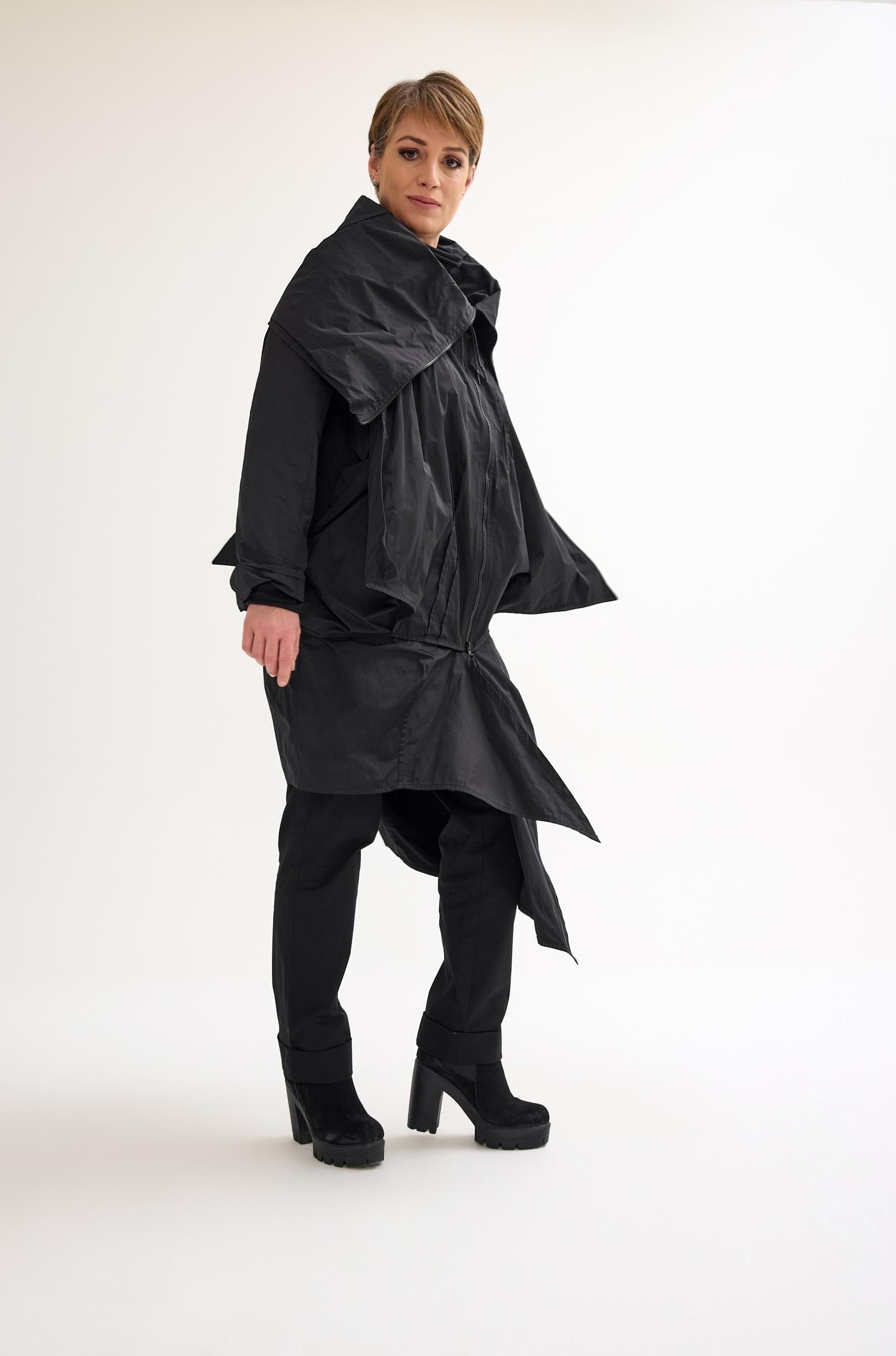 Black Oversize Polyester Jacket