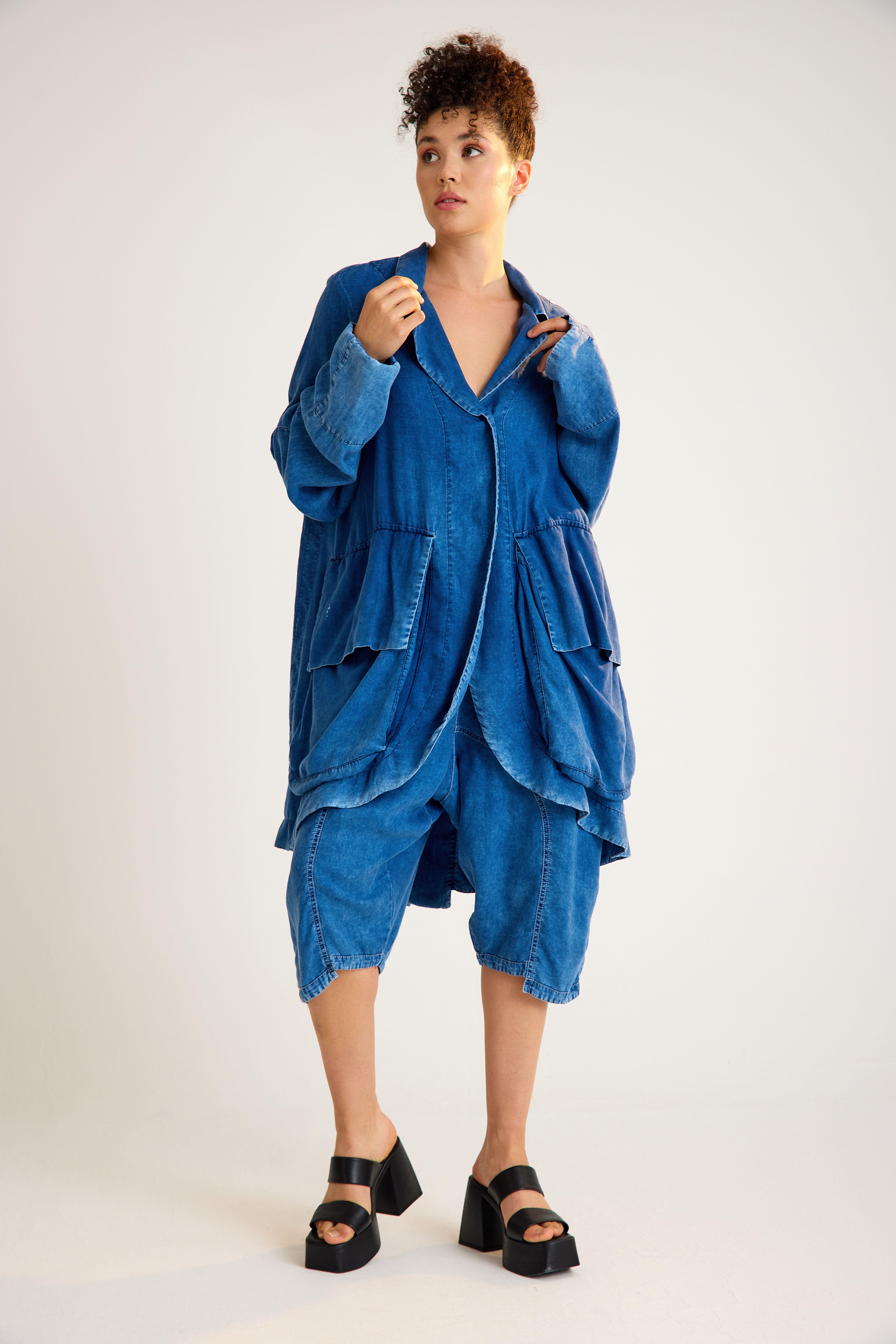 Blue Oversize Tencel Jacket