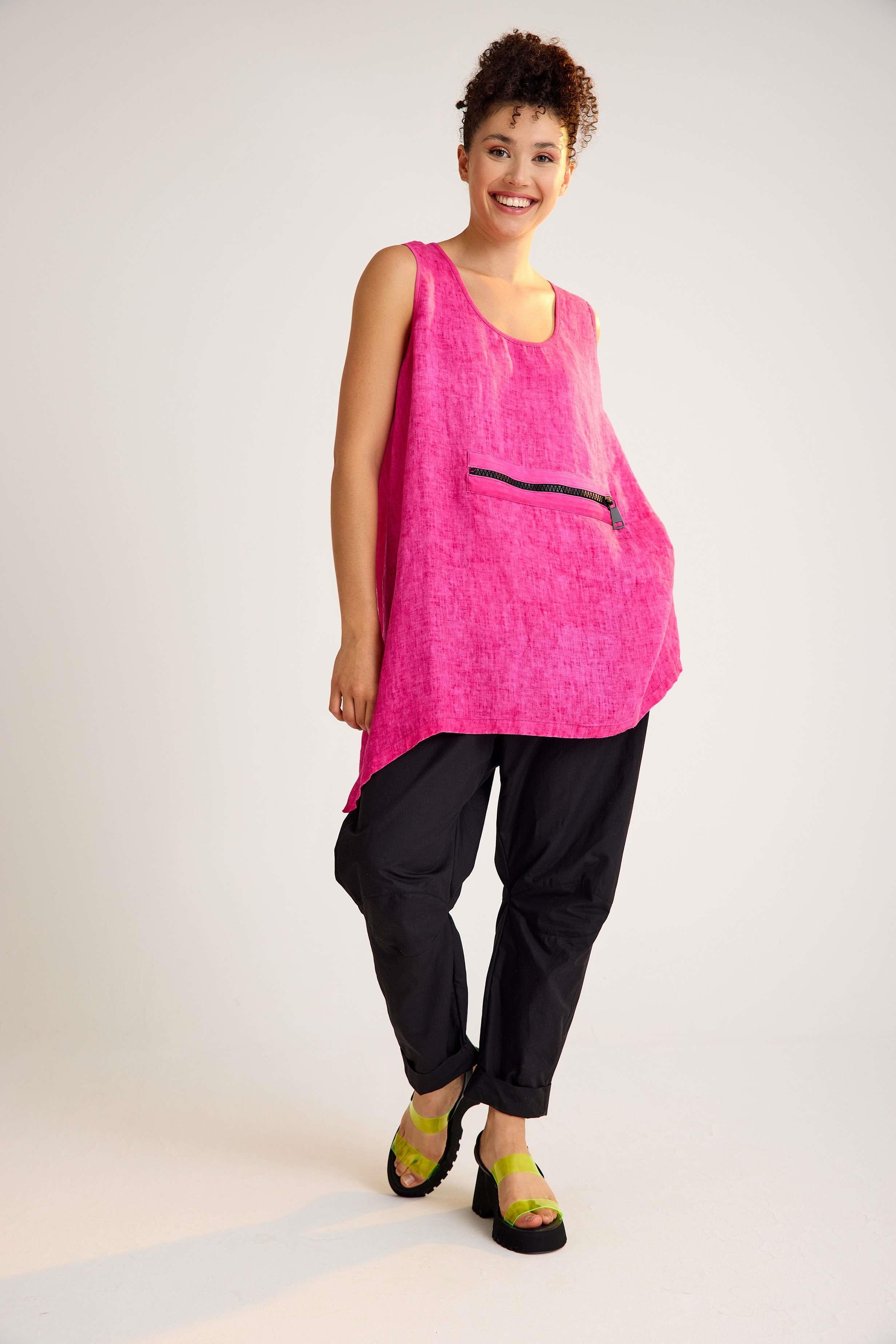 Fuchsia Oversize Linen Tunic