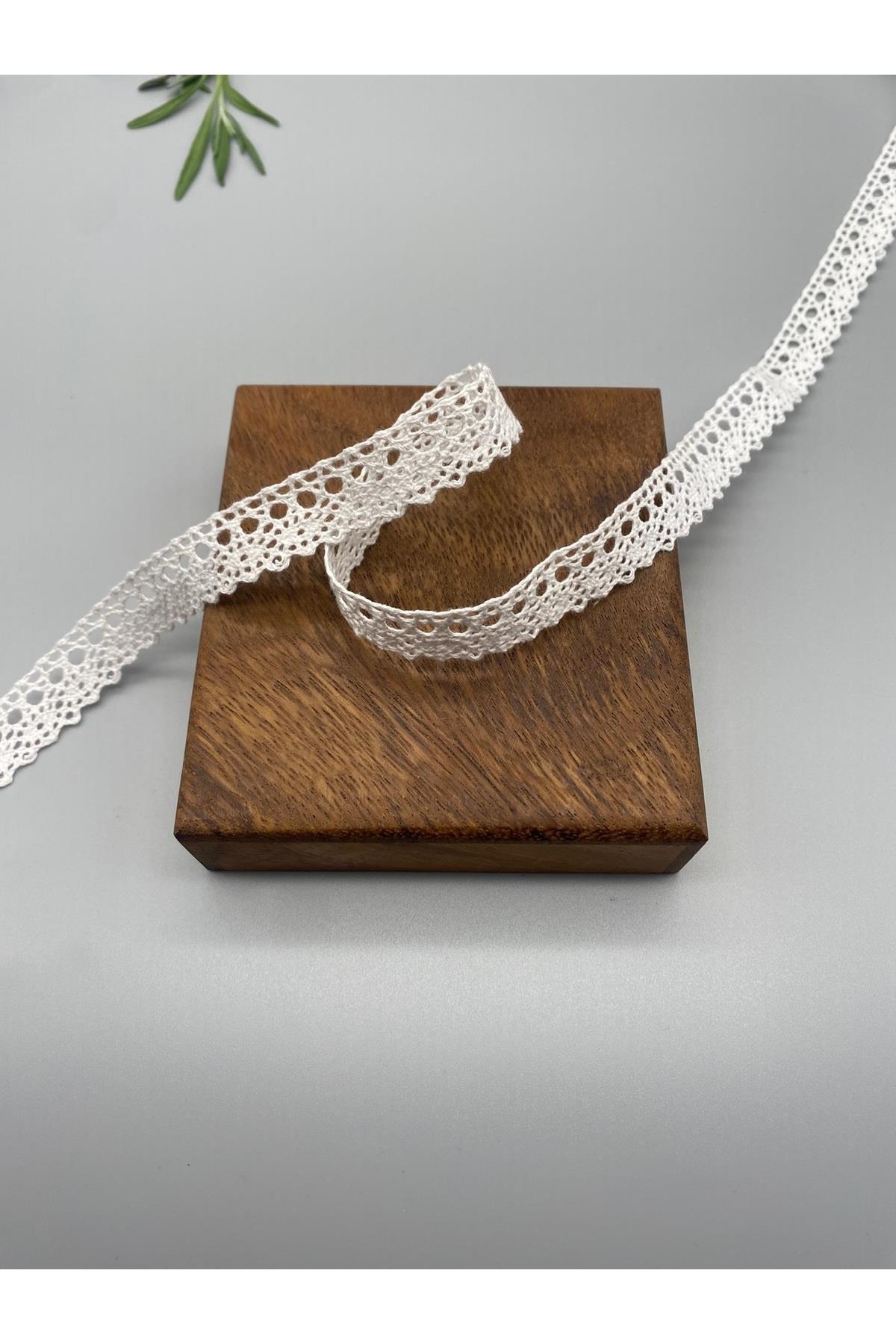 Beyaz Pamuk Dantel-Kopanaki Şerit 5 Metre, 1.6 cm Genişlik No:1013
