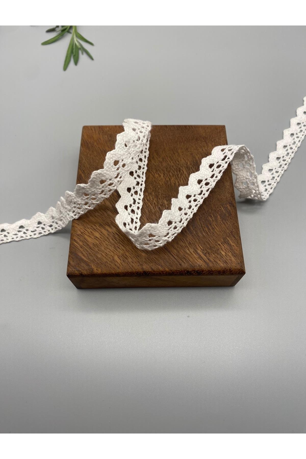Beyaz Pamuk Dantel-Kopanaki Şerit 5 Metre, 1.7 cm Genişlik No:1023