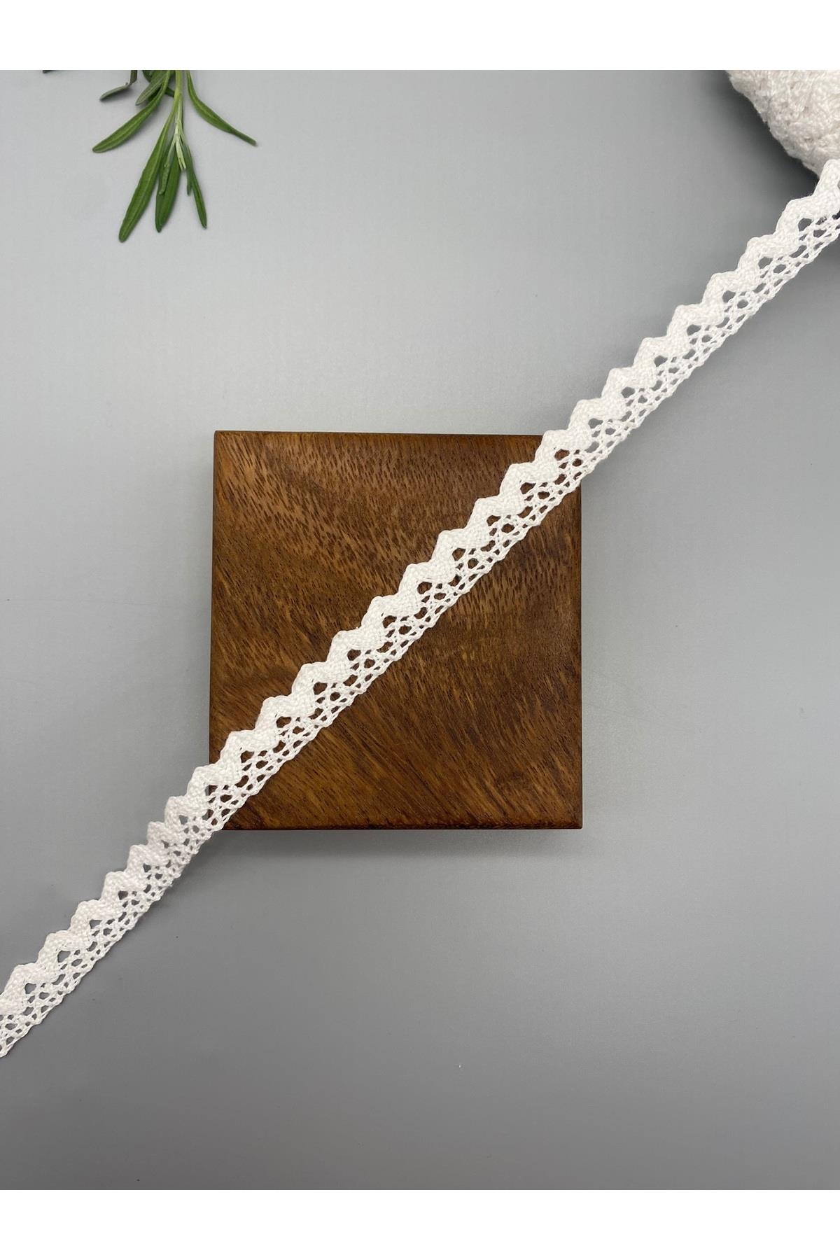 Beyaz Pamuk Dantel-Kopanaki Şerit 5 Metre, 1.7 cm Genişlik No:1023