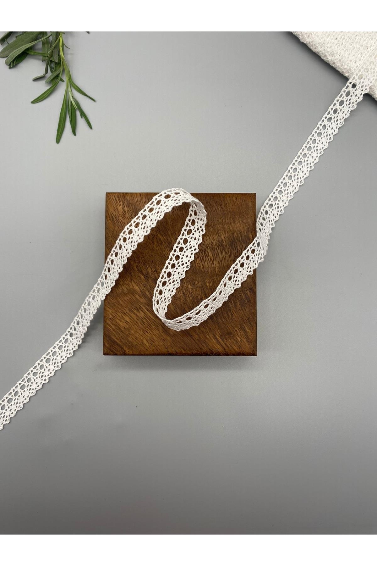 Beyaz Pamuk Dantel-Kopanaki Şerit 5 Metre, 1.6 cm Genişlik No:1013