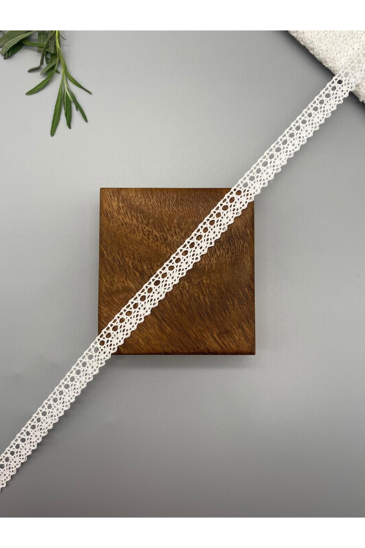 Beyaz Pamuk Dantel-Kopanaki Şerit 5 Metre, 1.6 cm Genişlik No:1013