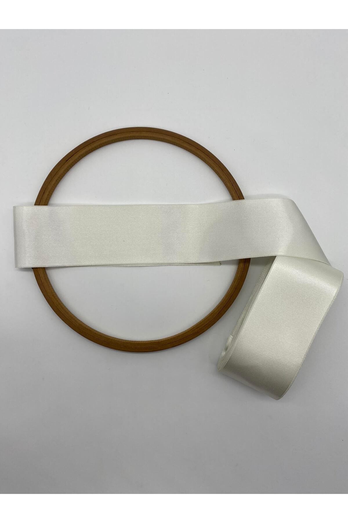 Kırık Beyaz Saten Kurdele 6 cm 10 Metre Takı Kurdelesi, Geniş, Bohça-Süsleme-Dekor No: 50