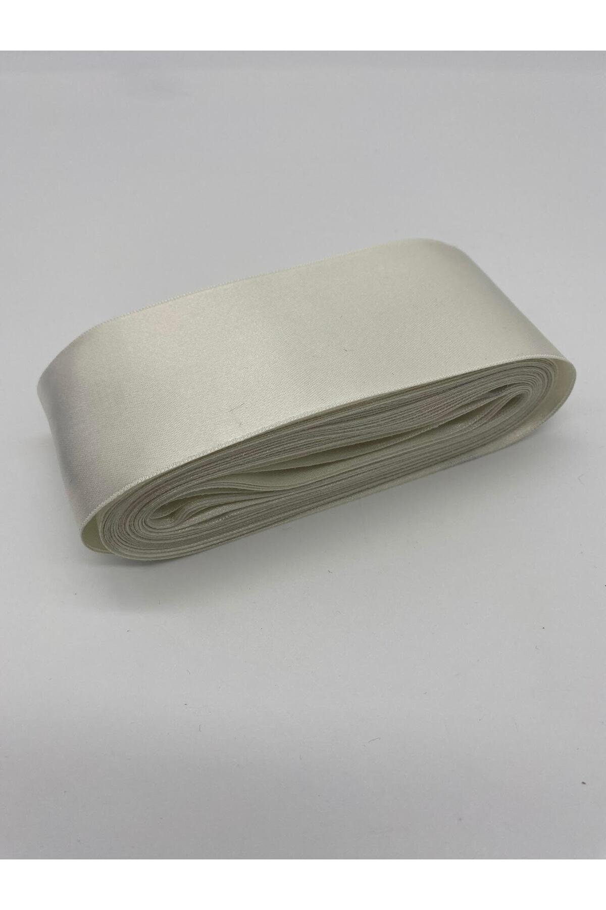 Kırık Beyaz Saten Kurdele 6 cm 10 Metre Takı Kurdelesi, Geniş, Bohça-Süsleme-Dekor No: 50