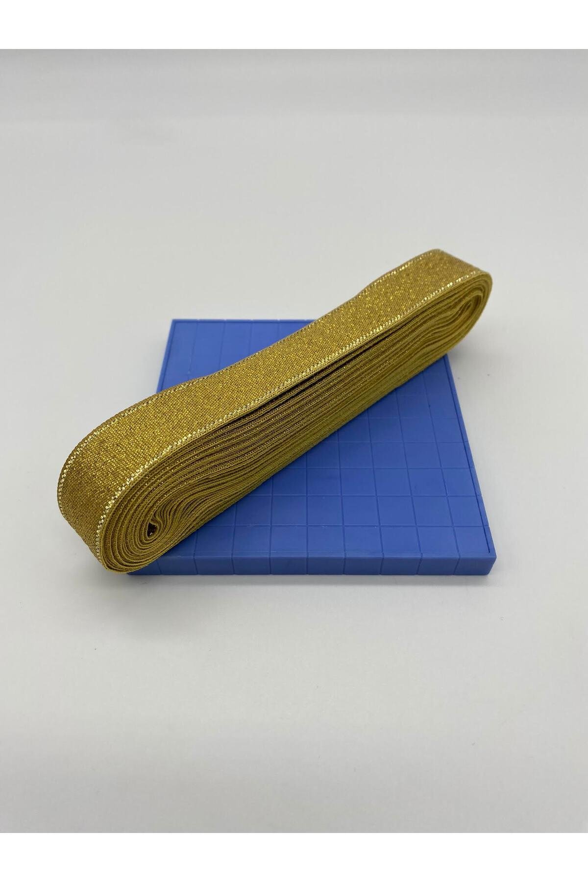Komple Sim Gold-Altın Kurdele 2 cm 10 Metre,Dekor-Bohça-Çeyiz-Kına-Özel Gün-Hediye-Süsleme Kurdele