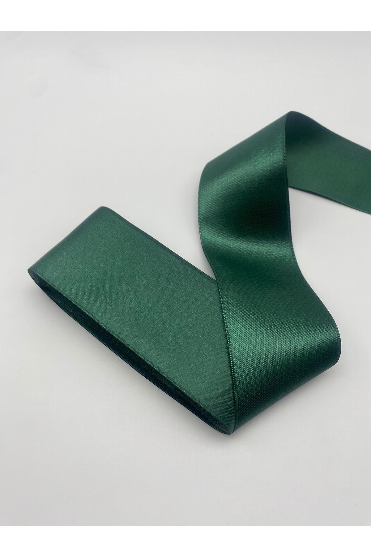 Zümrüt-Koyu Yeşil Saten Kurdele 6 cm 10 Metre Geniş Saten, Bohça-Yılbaşı Süsleme-Dekor Kurdela No:30