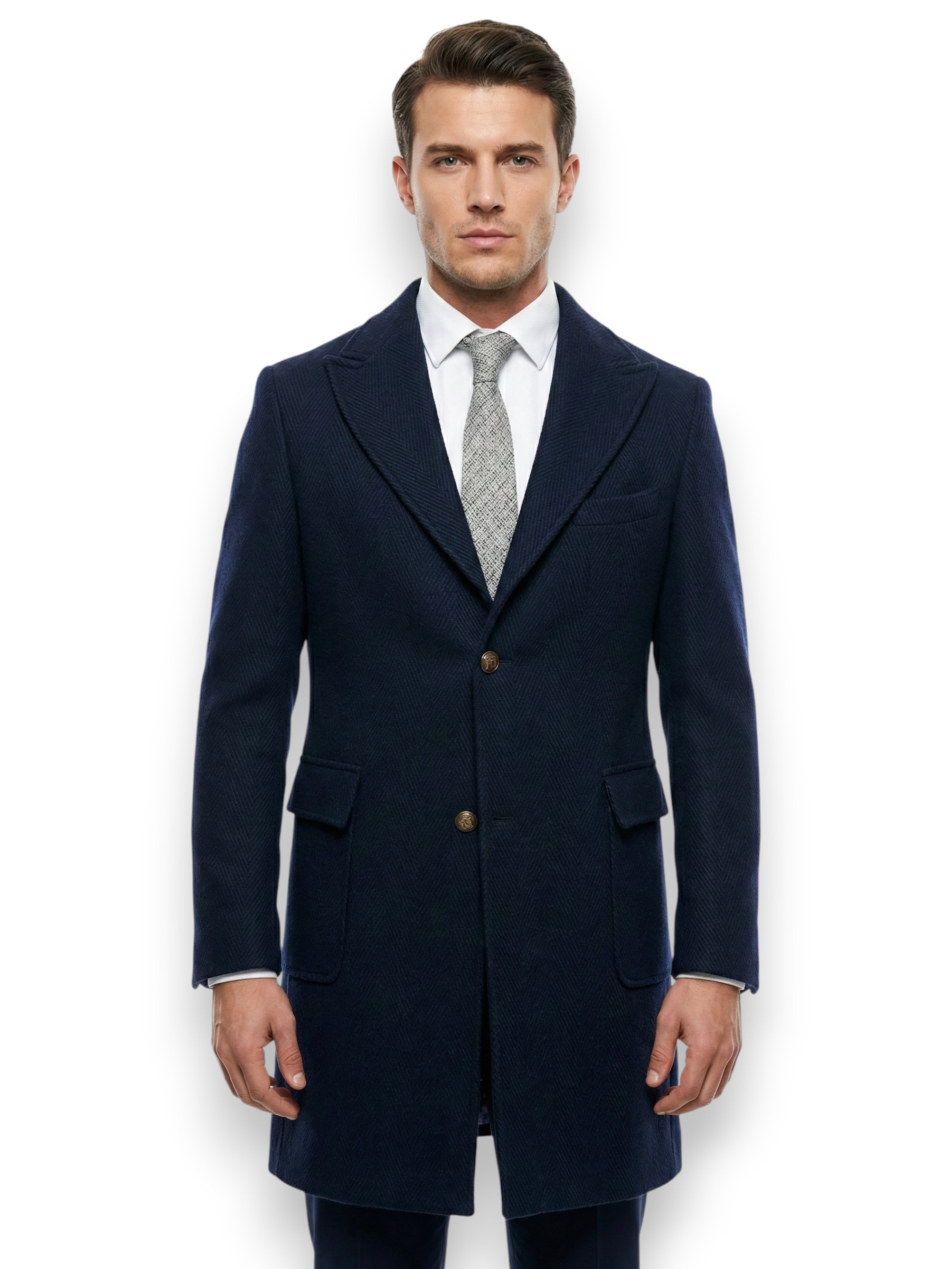 Couture | Derin Lacivert Sivri Yaka Kaban