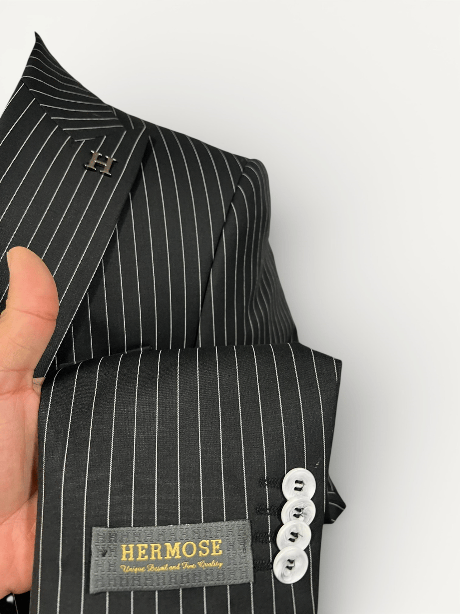 Sartorial | Onyx Siyah Çizgili Yelekli Takım Elbise