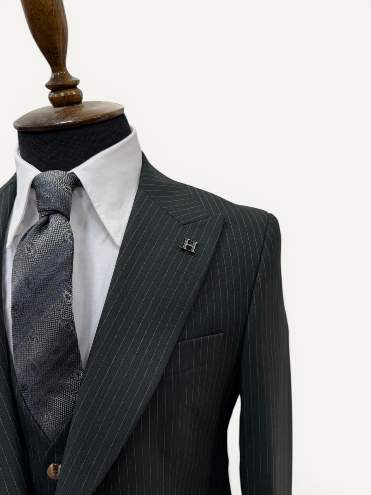Sartorial | Zümrüt Yeşili Çizgili Takım Elbise