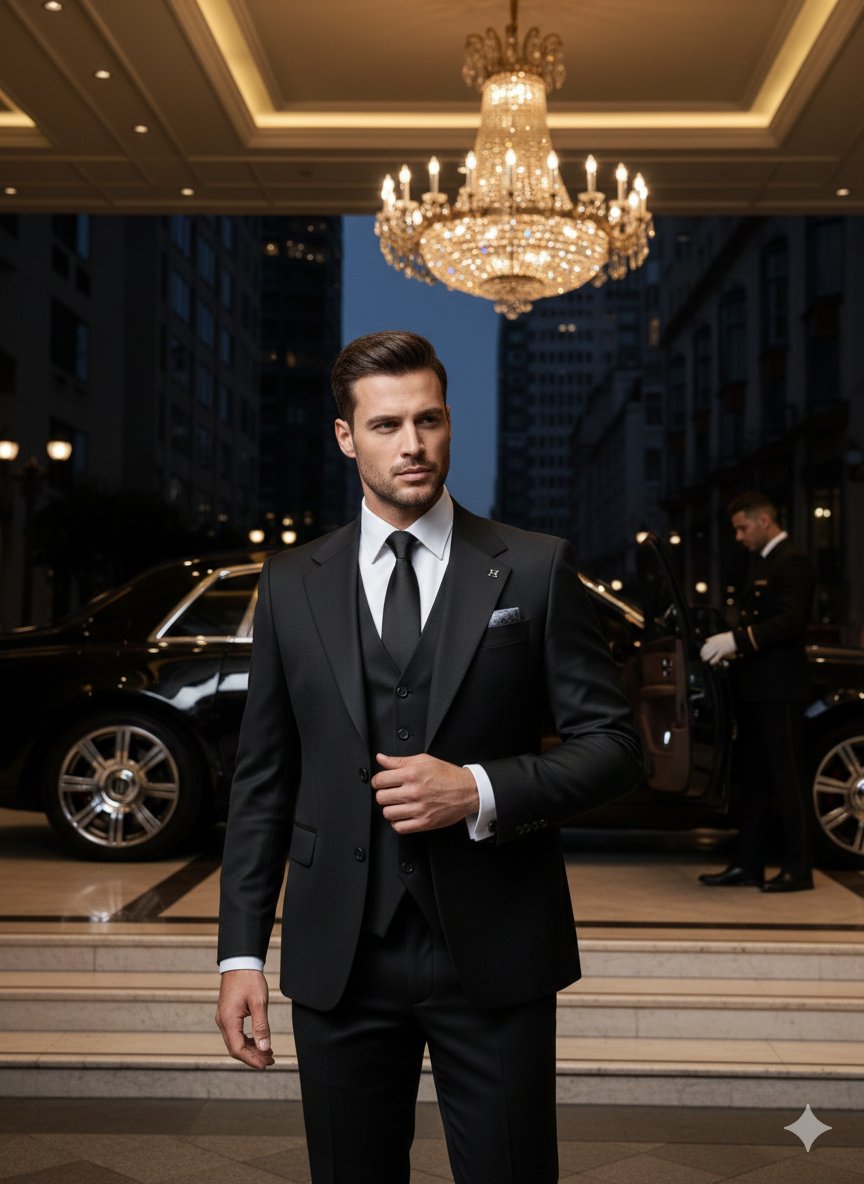 Signature | Onyx Siyah Yelekli Takım Elbise 