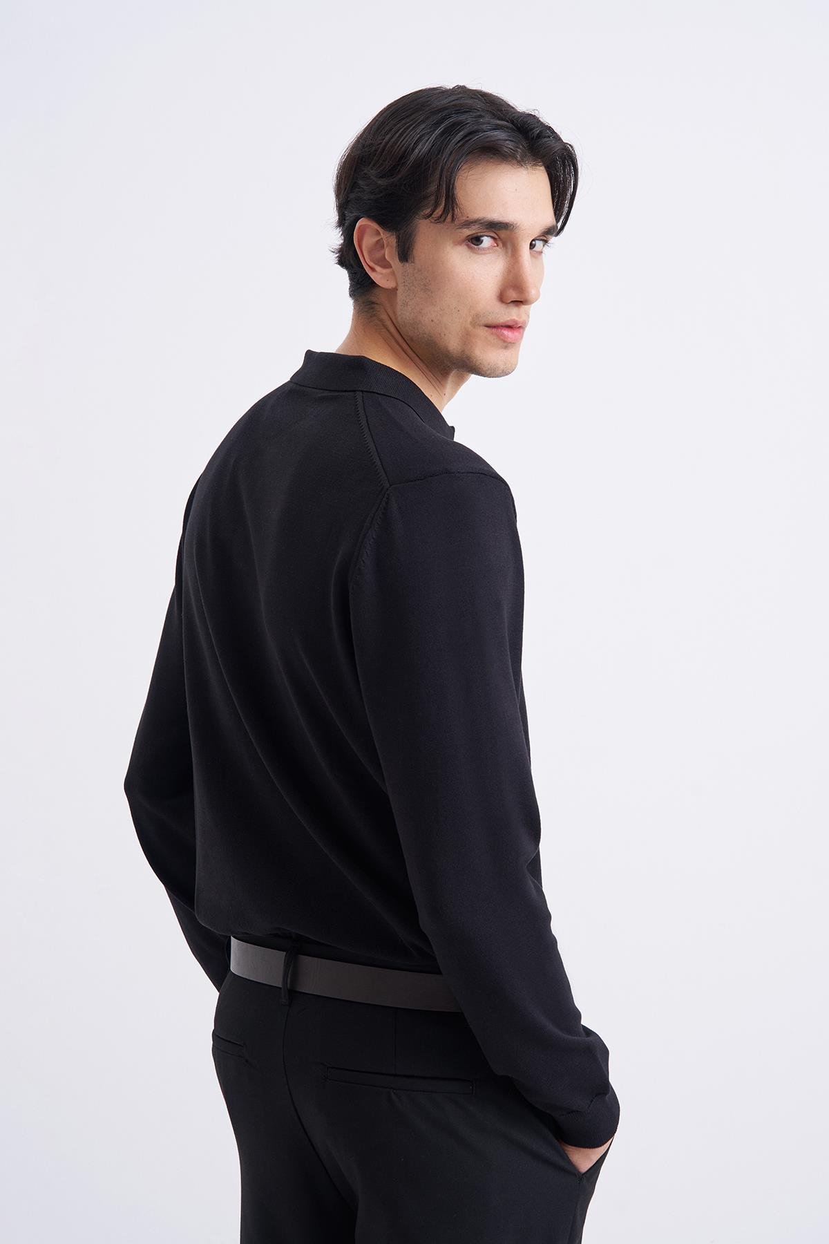 Erkek Polo Yaka Tişört - Siyah (4463)