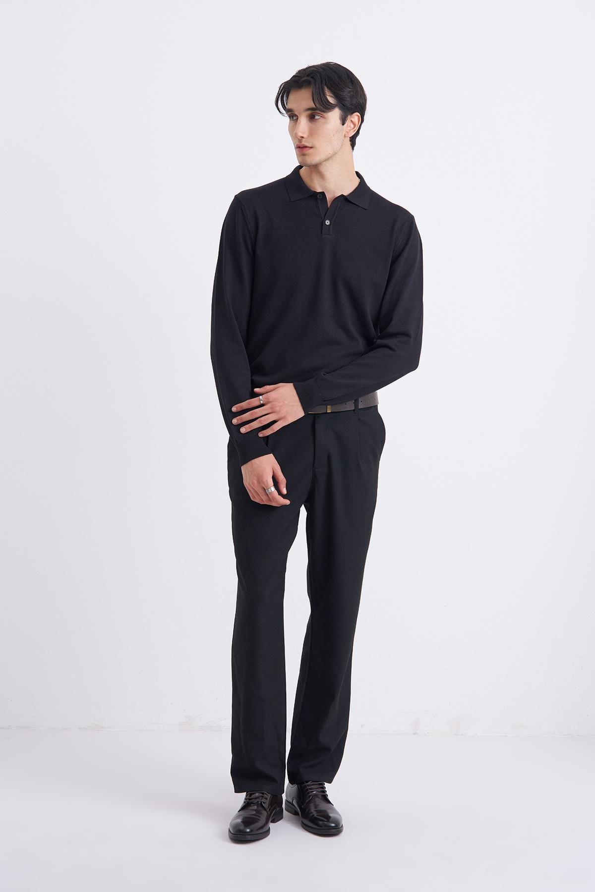 Erkek Polo Yaka Tişört - Siyah (4463)