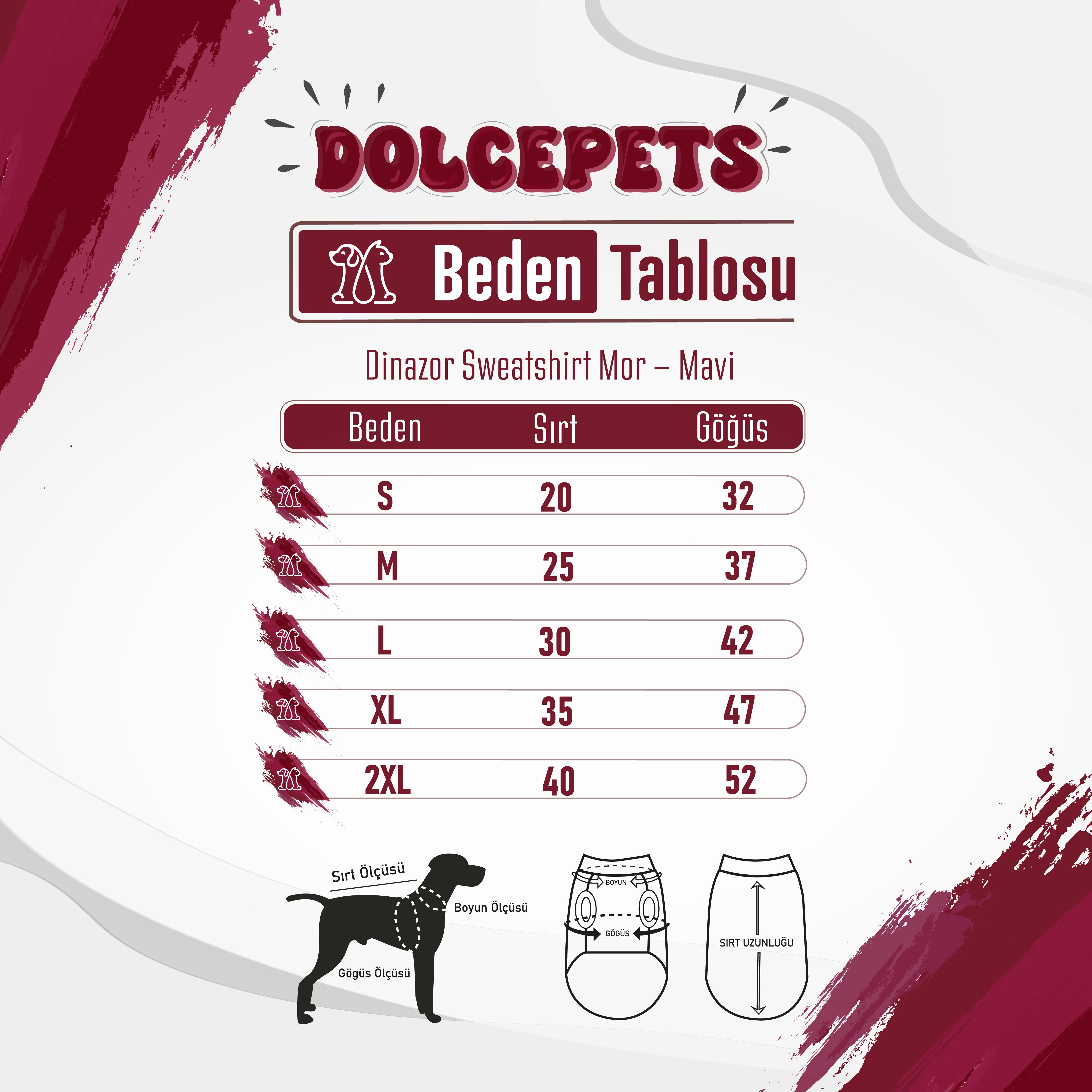 DolcePets Dinozor Sweatshirt/Mavi