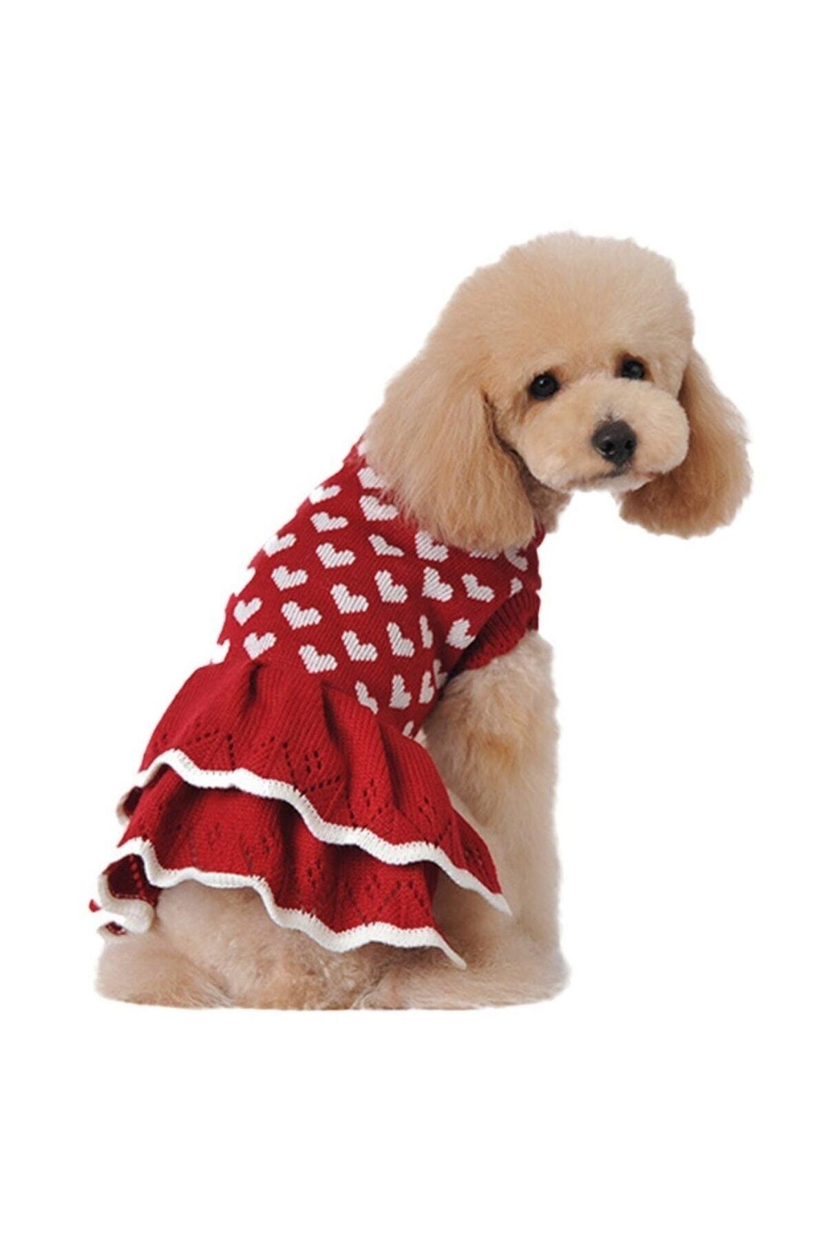 Kedi Köpek Kıyafeti & Elbisesi Kırmızı Kalpli Elbise Heart Dress