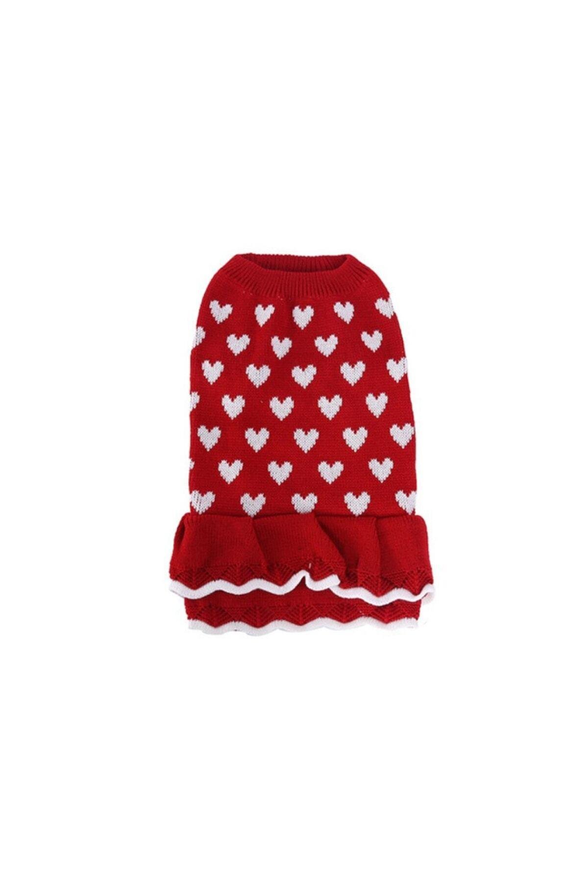 Kedi Köpek Kıyafeti & Elbisesi Kırmızı Kalpli Elbise Heart Dress