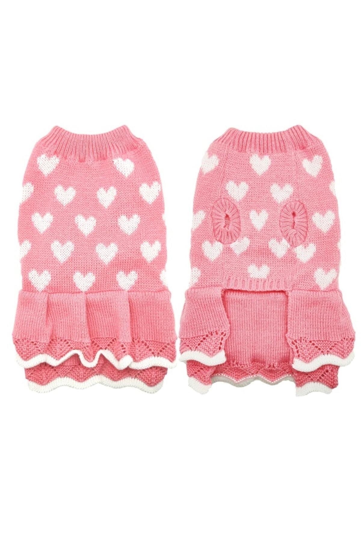 Kedi Köpek Kıyafeti & Elbisesi Pembe Kalpli Elbise Heart Dress