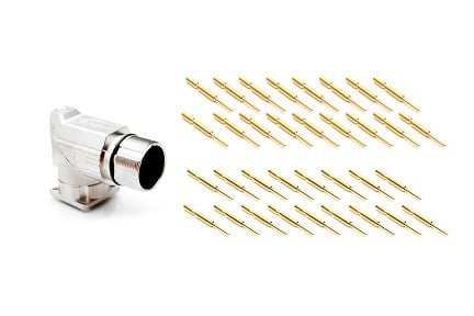 MA7RAE1701-KIT M23, 90° rotatable Receptacle Kit, threaded, E type CW, 17 positions, male pins, Standard flange (25.7x 25.7)