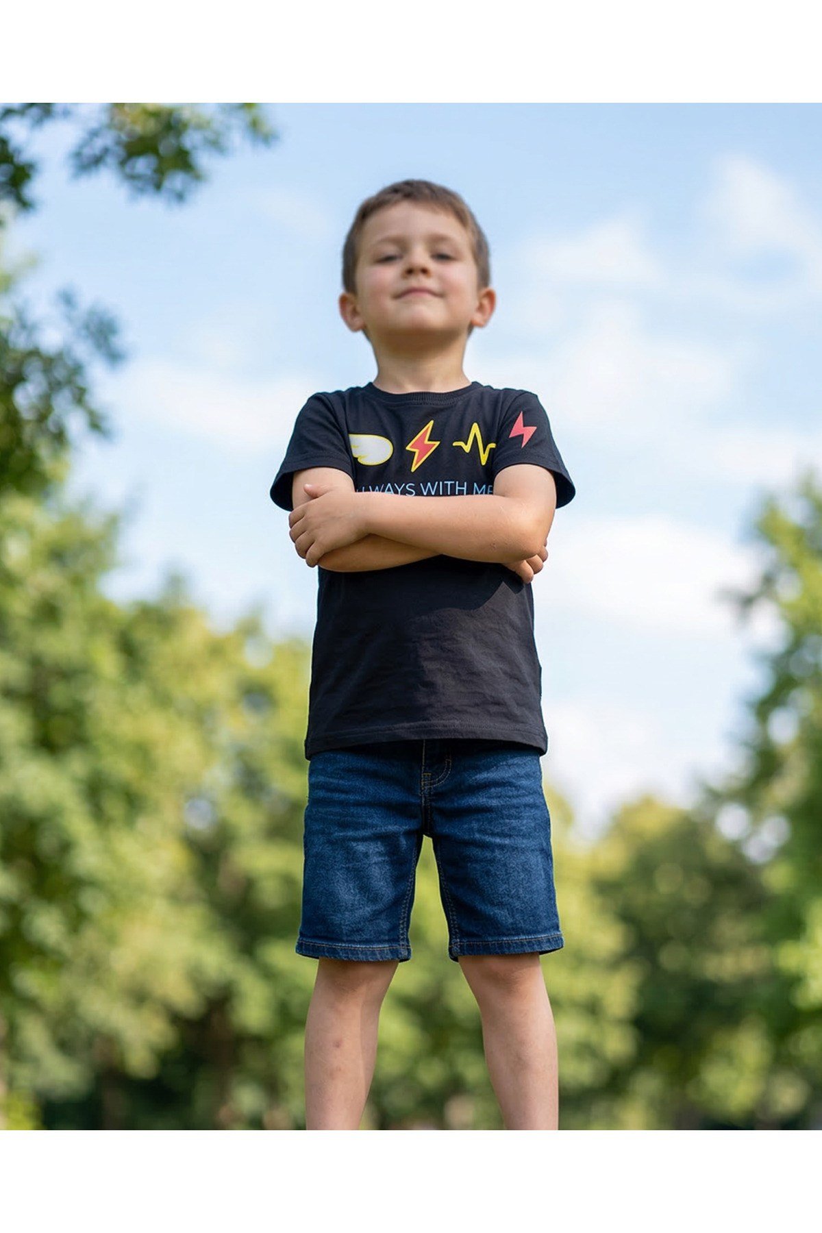 Always With Me Cesur Ruhlar İçin %100 Pamuk Baskılı Unisex Çocuk T-Shirt Tişört | 4-9 Yaş