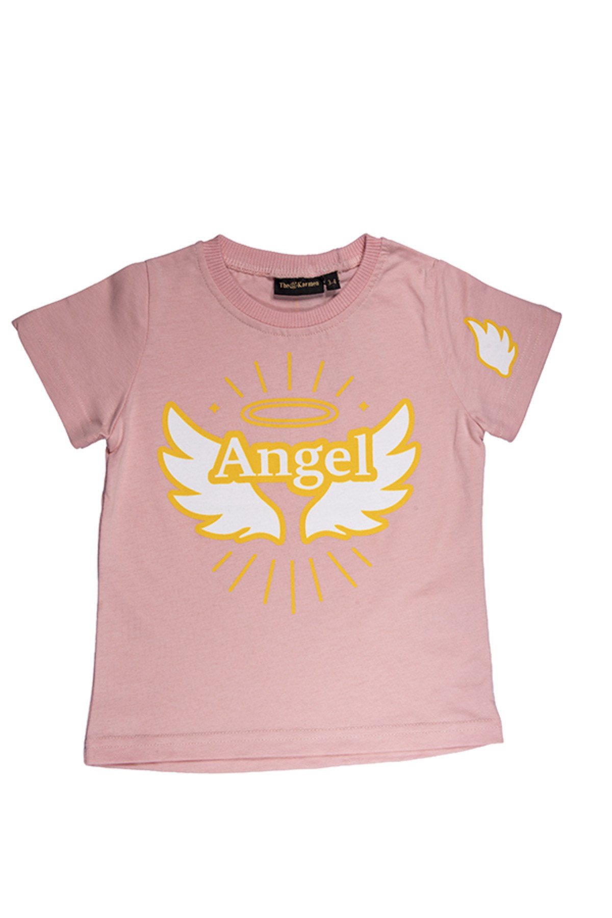 Angel Kanat & Hale Baskılı İçindeki Işığı Taşıyan %100 Pamuk Kız Çocuk T-Shirt Tişört | 4-9 Yaş