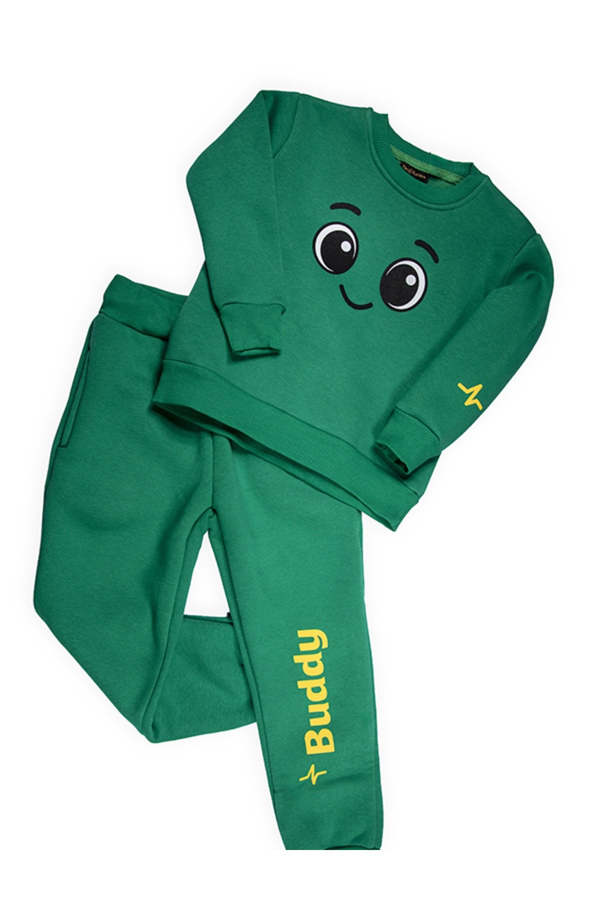 Buddy Gülen Yüz Baskılı Sevgi Dolu Unisex Çocuk Alt Üst Eşofman Takım | 4-9 Yaş