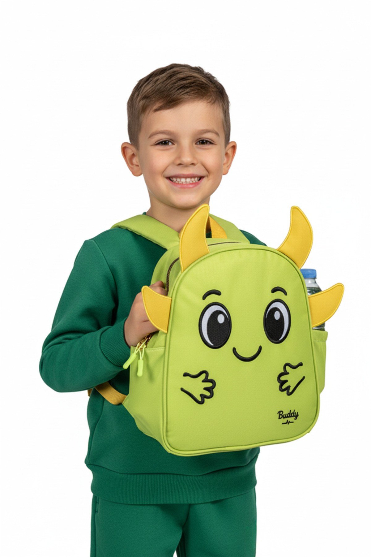 Buddy Gülen Yüz Baskılı Unisex Çocuk Eşofman Takım ve Okul Sırt Çantası Seti | 4-9 Yaş