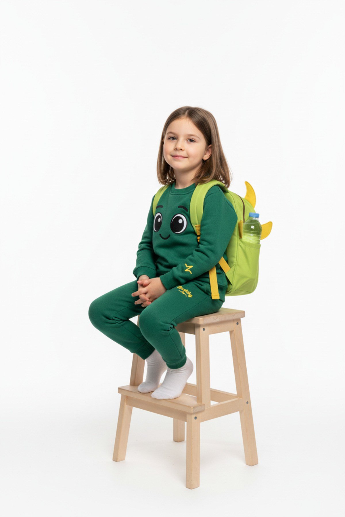 Buddy Gülen Yüz Baskılı Unisex Çocuk Eşofman Takım ve Okul Sırt Çantası Seti | 4-9 Yaş
