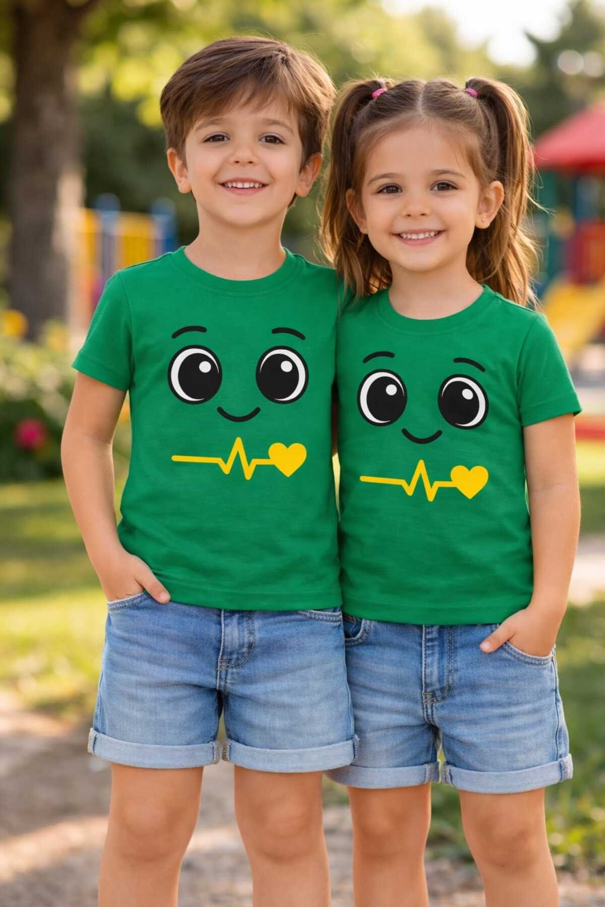 Buddy Sevimli Yüz Baskılı Sıcacık %100 Pamuk Unisex Çocuk T-Shirt Tişört | 4-9 Yaş