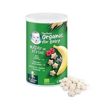 Gerber Organik Pirinçli, Buğdaylı, Muzlu ve Ahududulu  Bebek Atıştırmalığı 35g