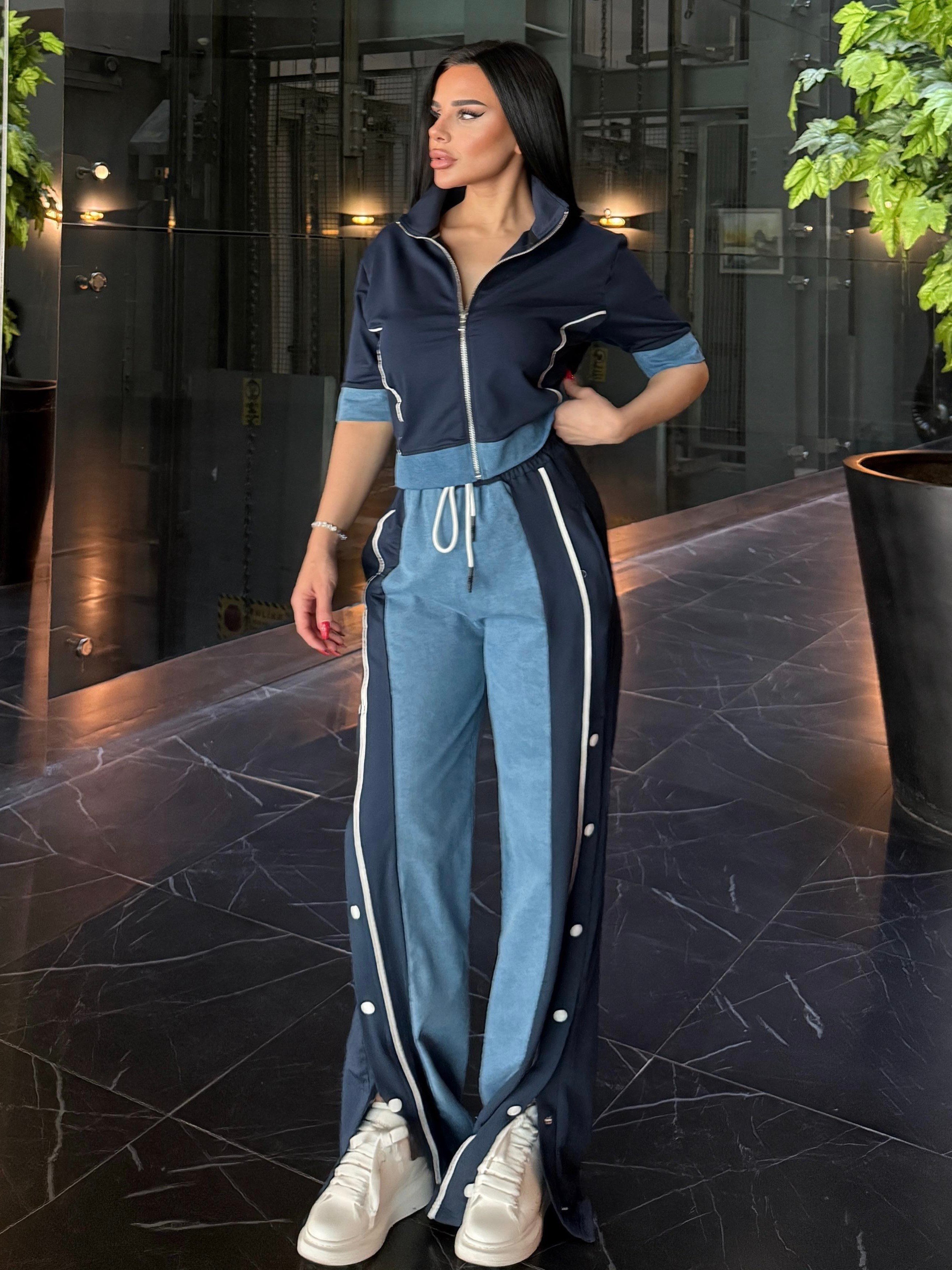 Denisa Denim Detaylı Spor Takım Lacivert