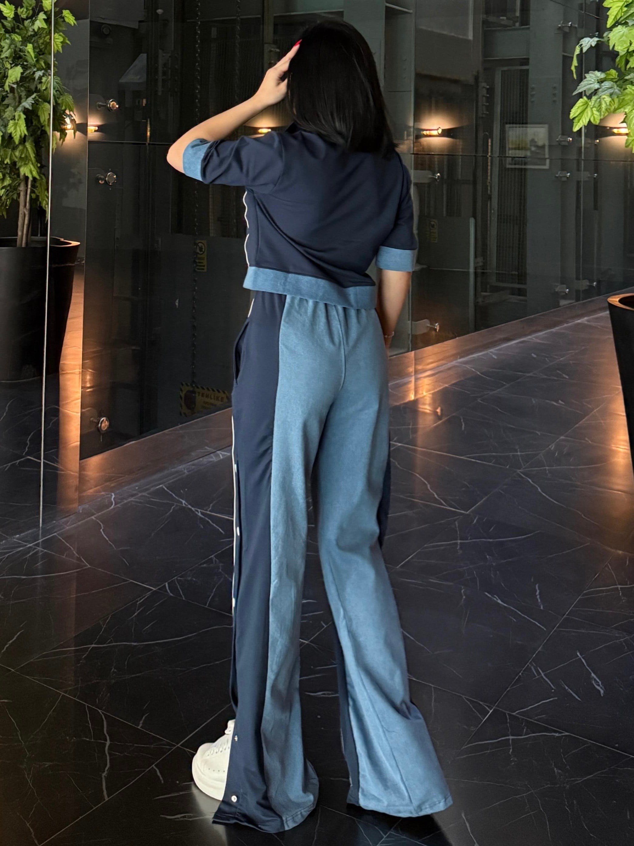 Denisa Denim Detaylı Spor Takım Lacivert