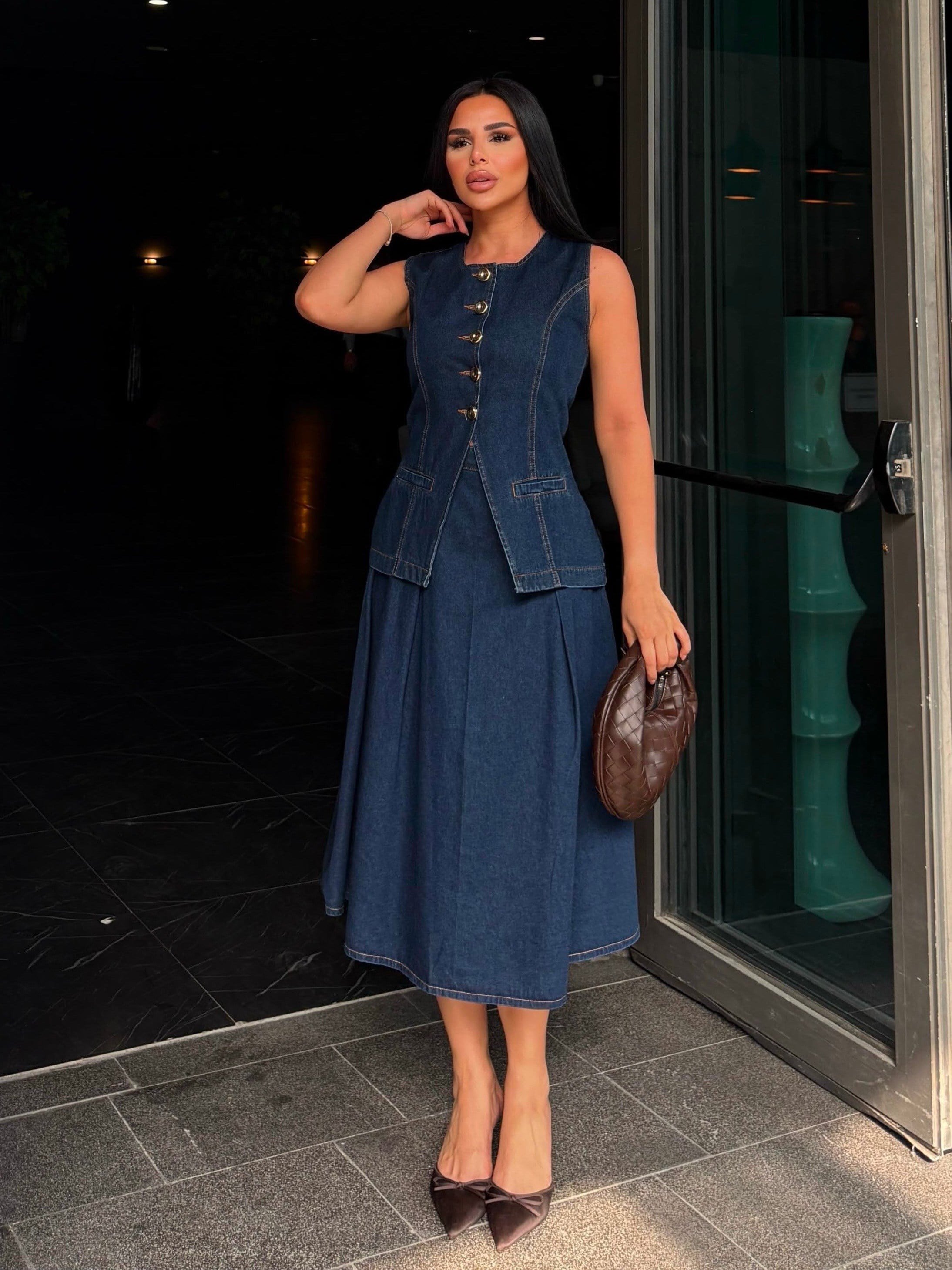 Denita Etekli Denim Takım Lacivert