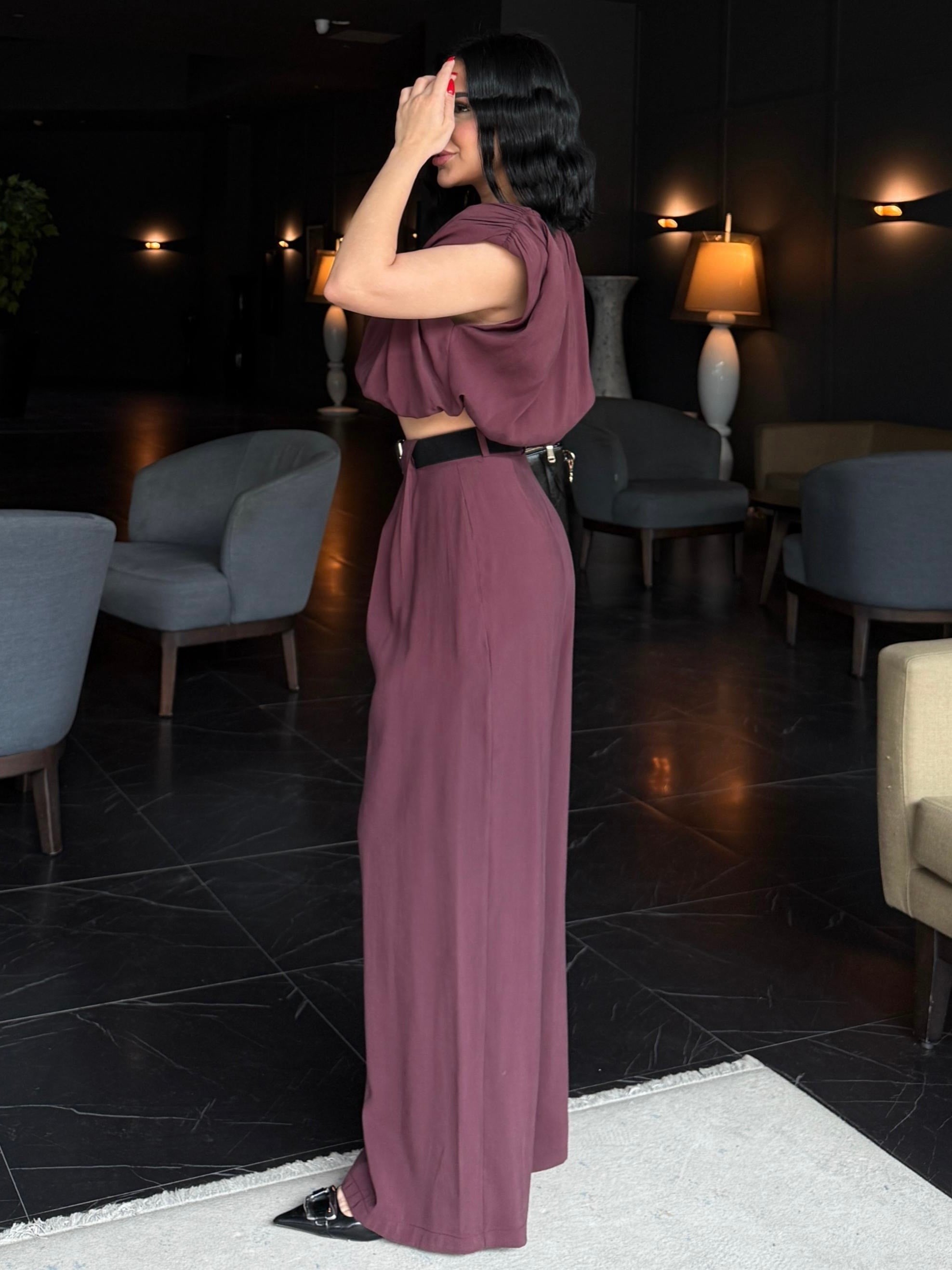 Holen Kemer Detaylı Tasarım Takım Bordo