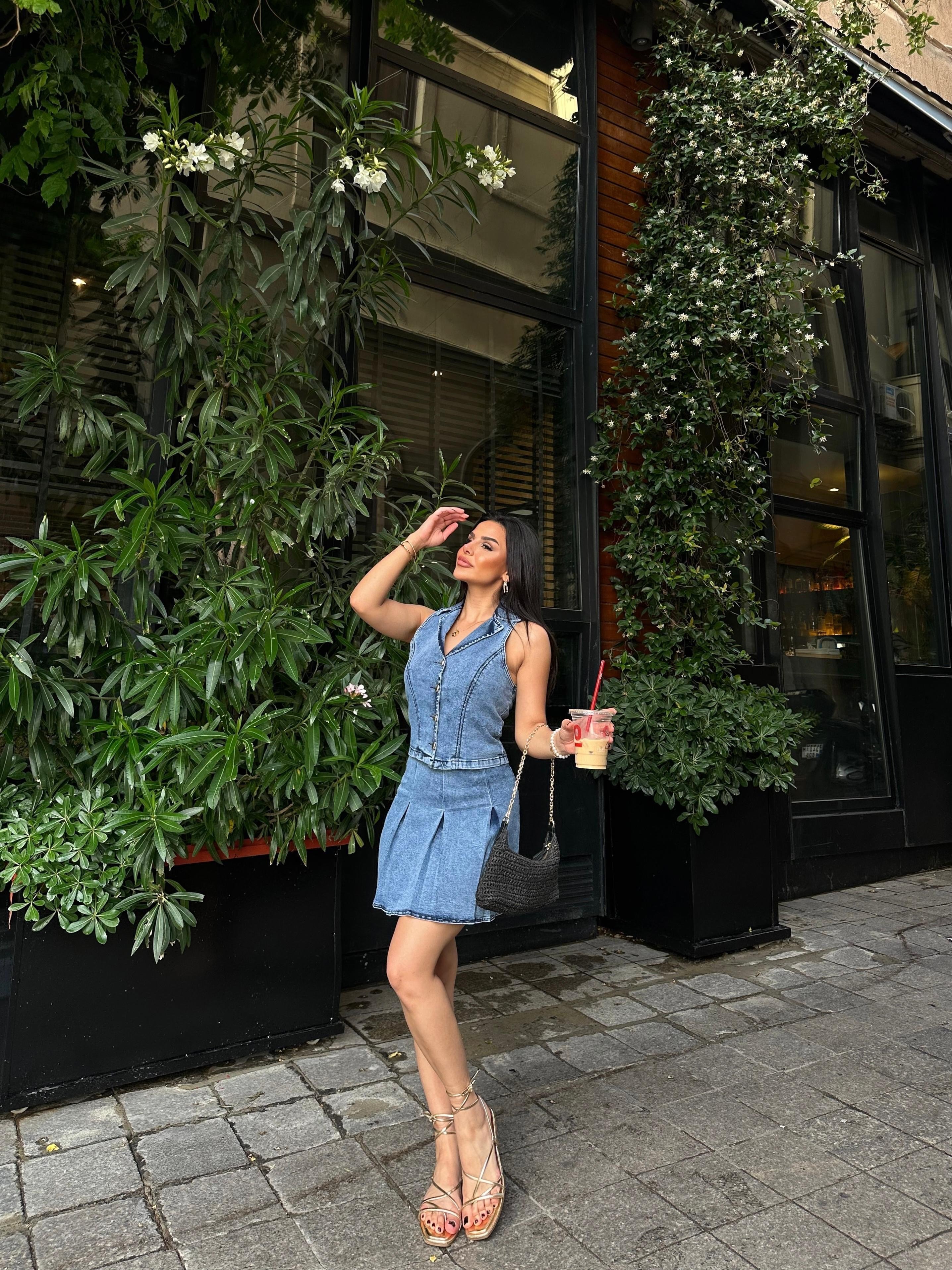 Huston Denim Etekli Takım Mavi
