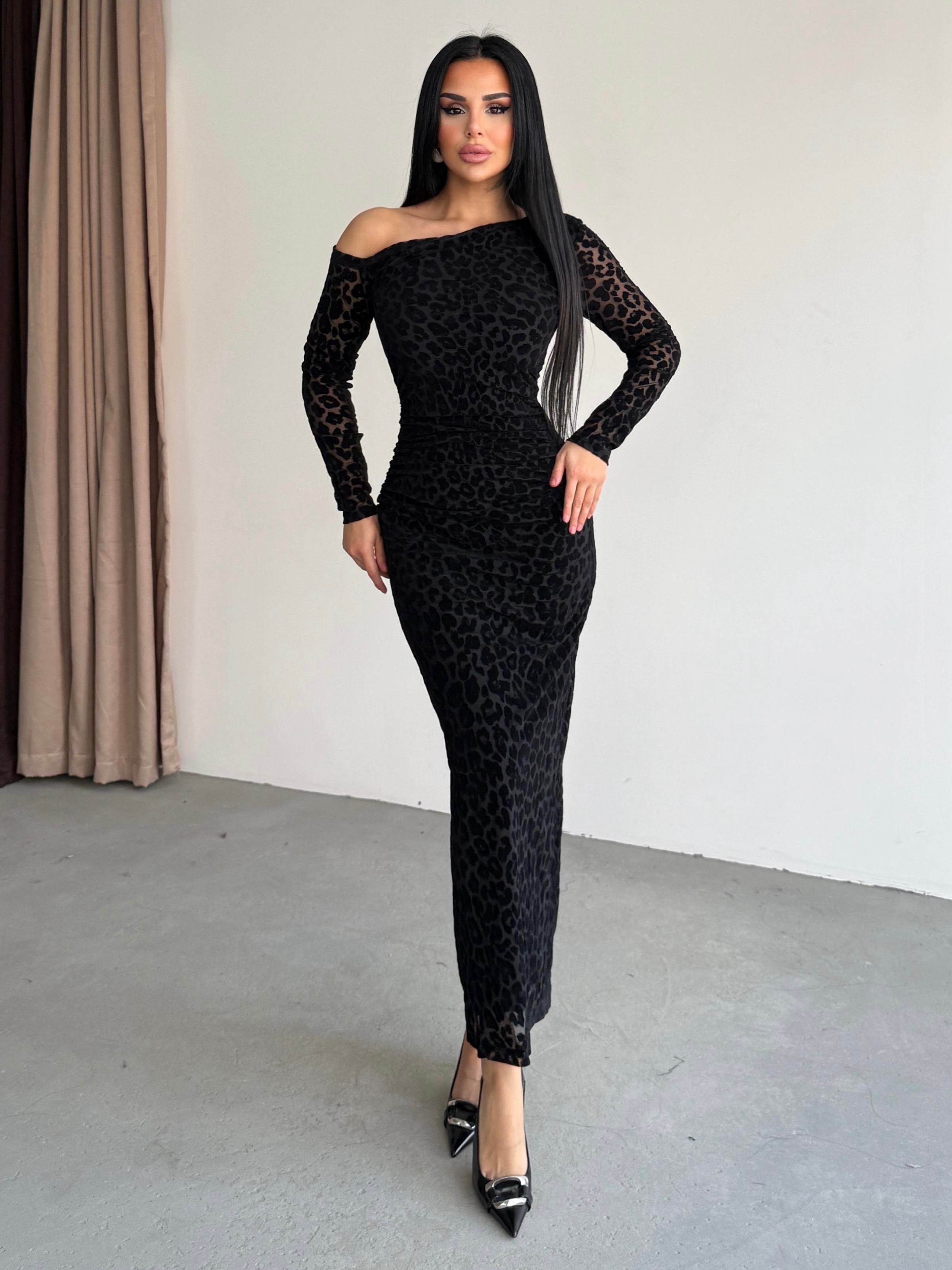 Jasmine Desenli Elbise Siyah