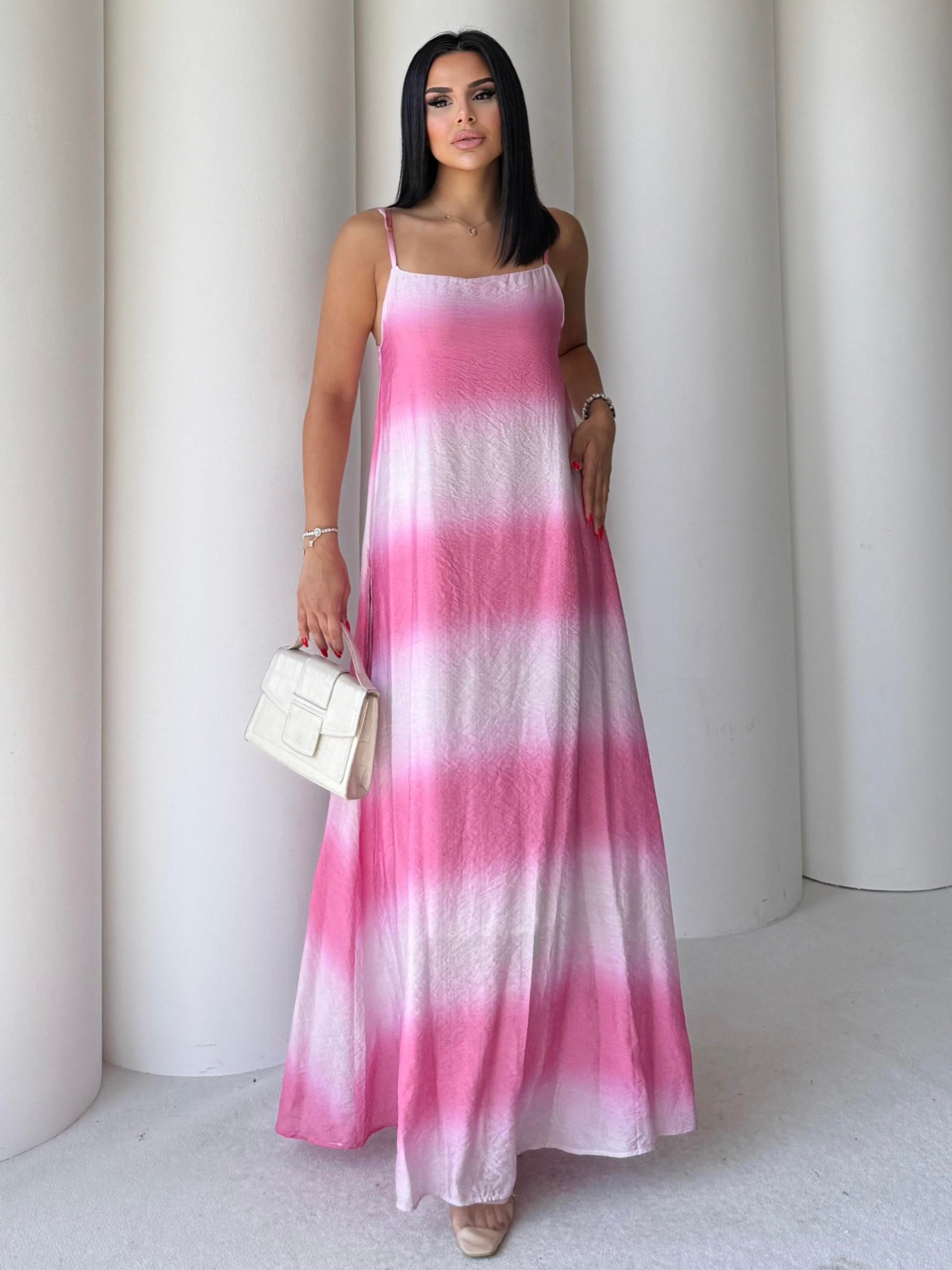 Jecka Uzun Elbise Pembe