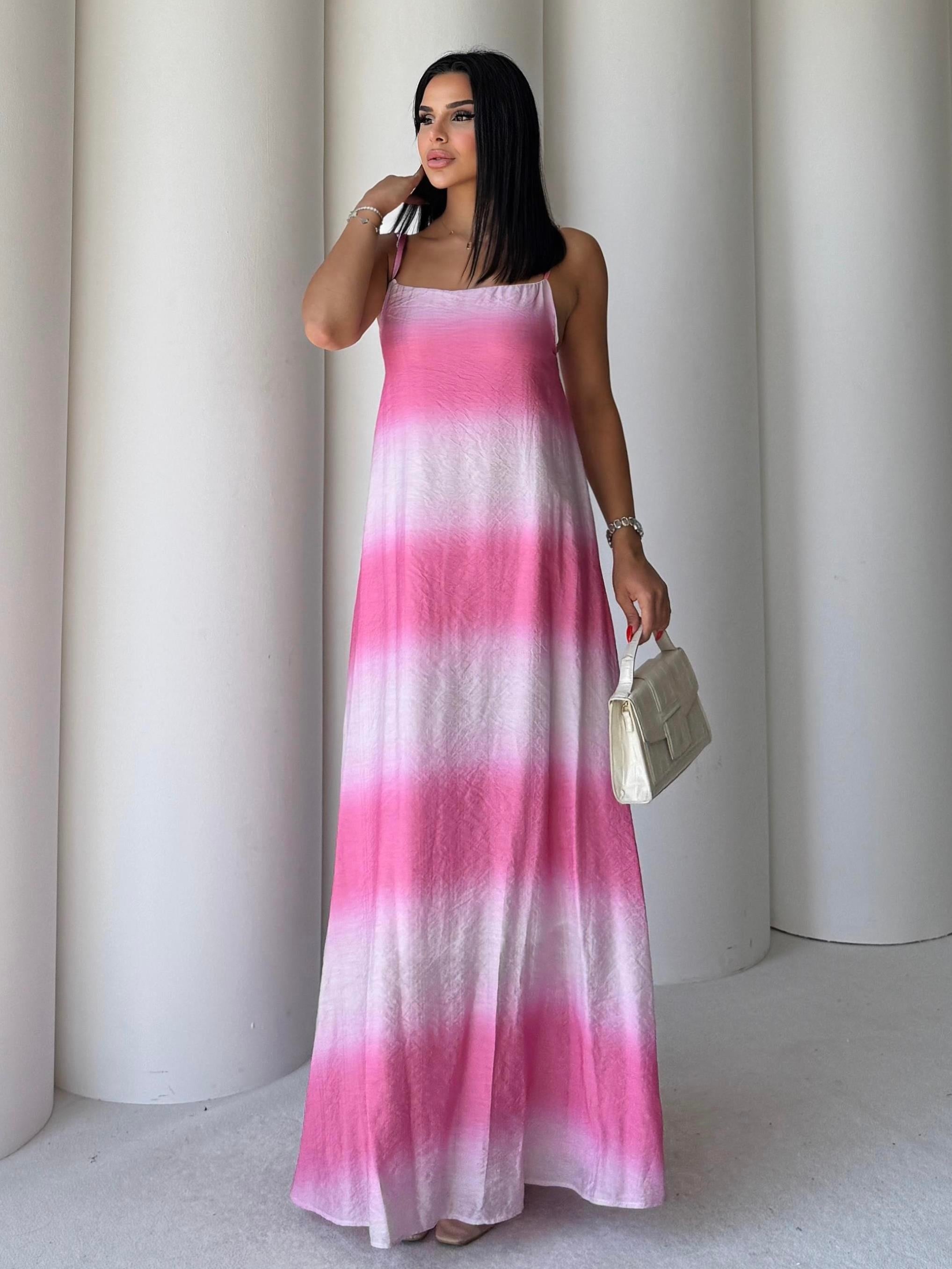 Jecka Uzun Elbise Pembe