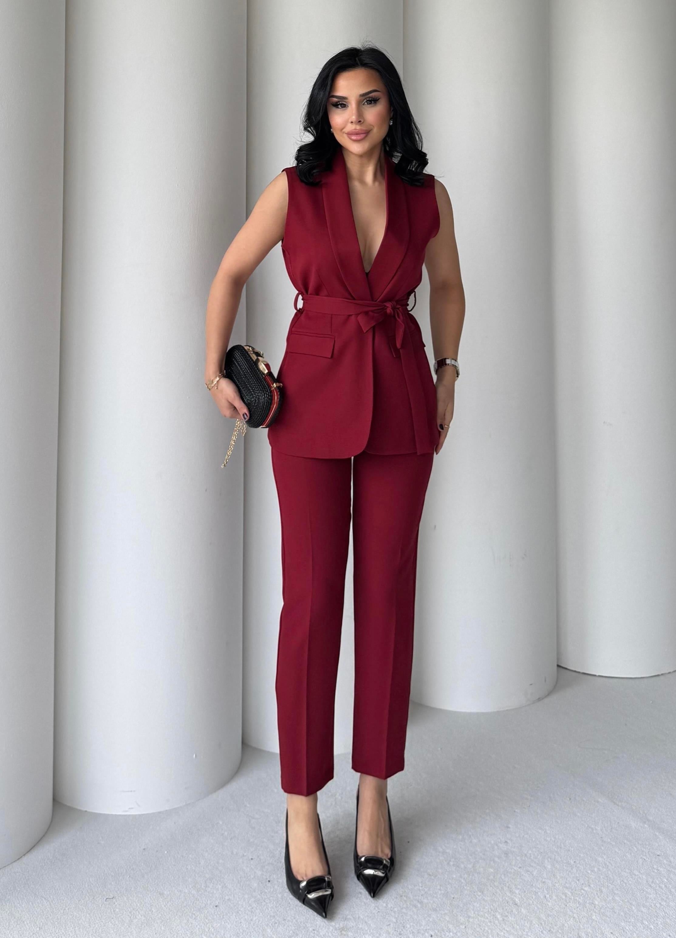 Karolin Yelekli Takım Bordo