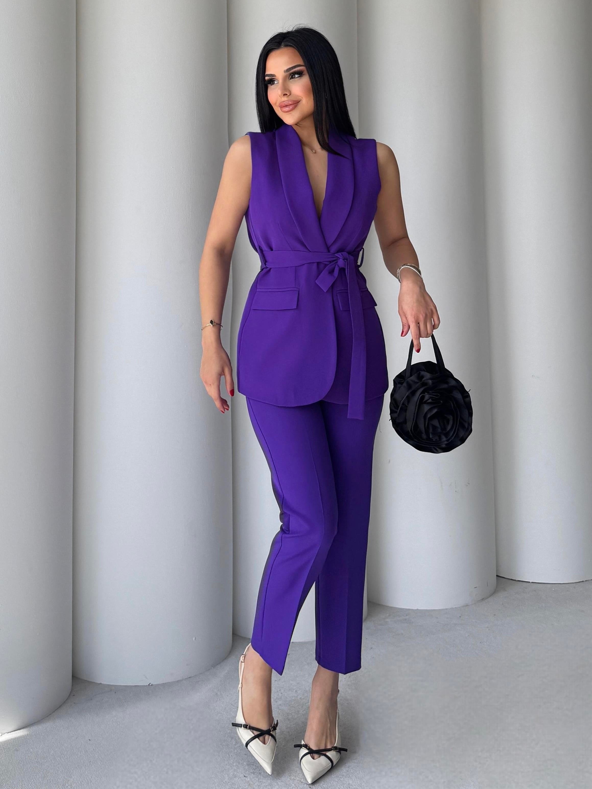 Karolin Yelekli Takım Mor