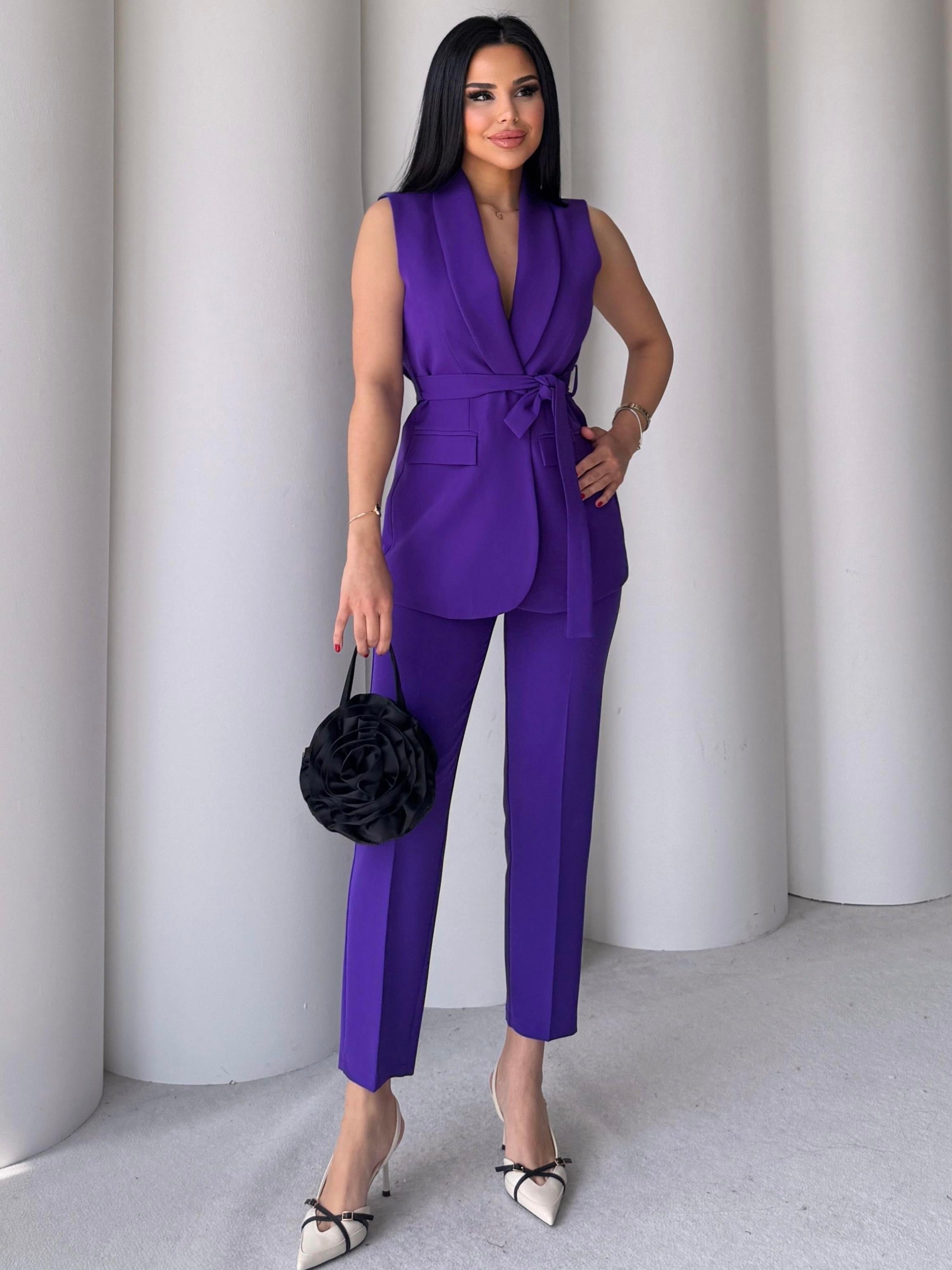 Karolin Yelekli Takım Mor