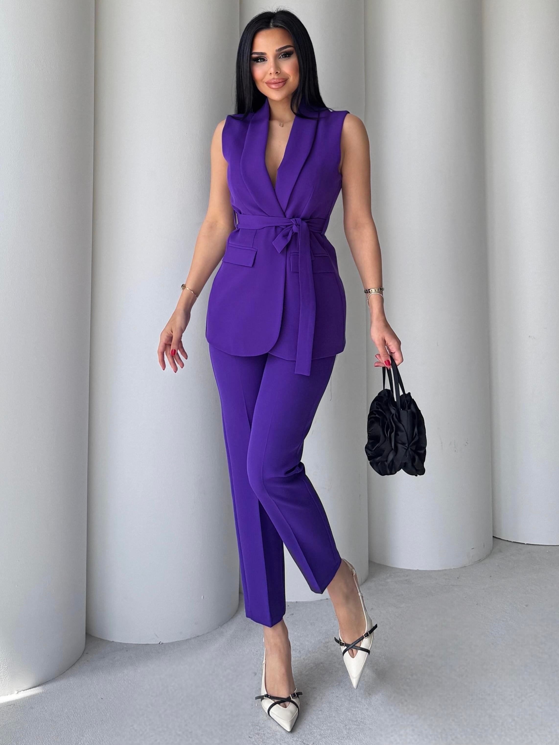 Karolin Yelekli Takım Mor