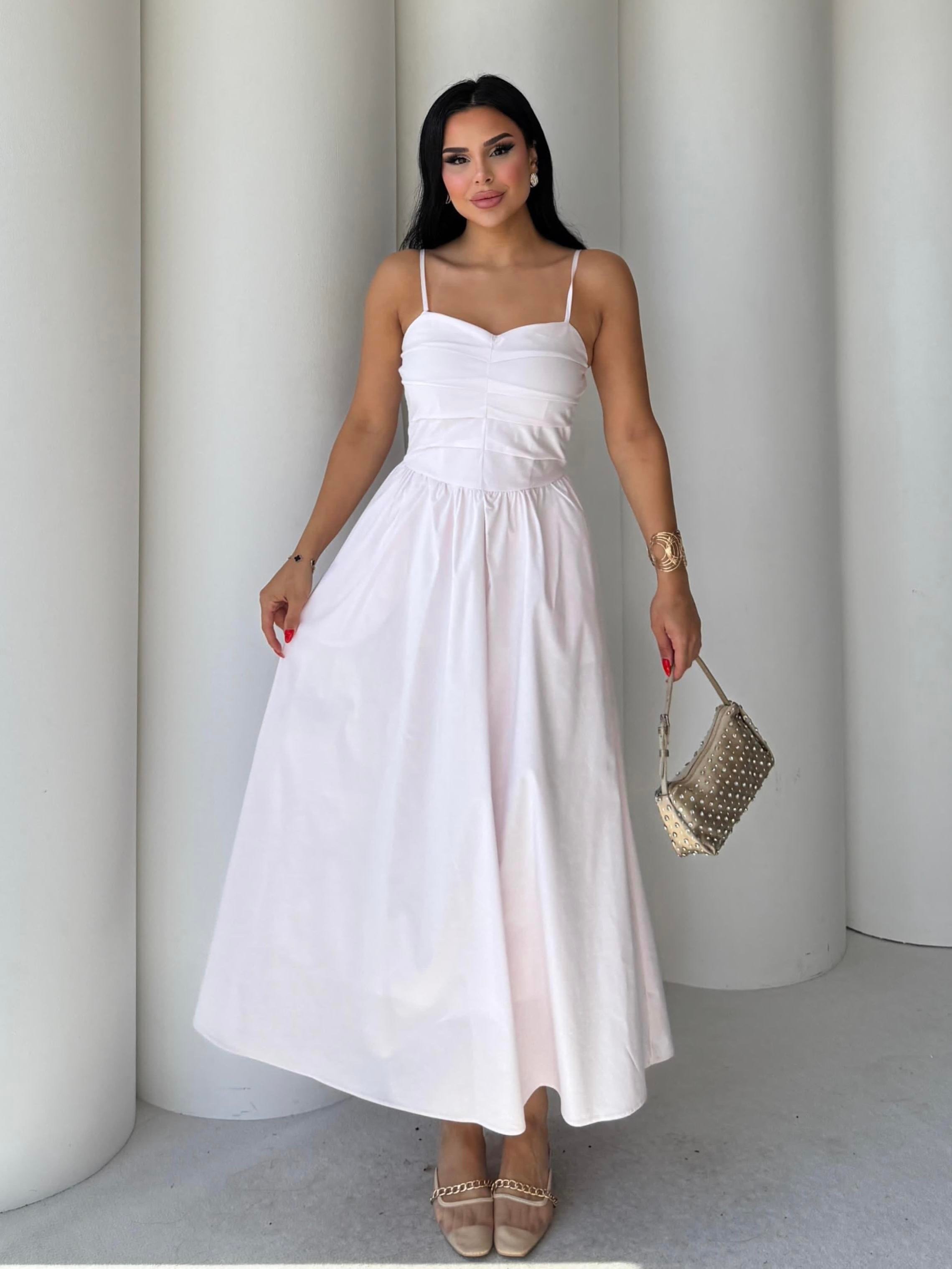 Kristy Midi Boy Elbise Pudra