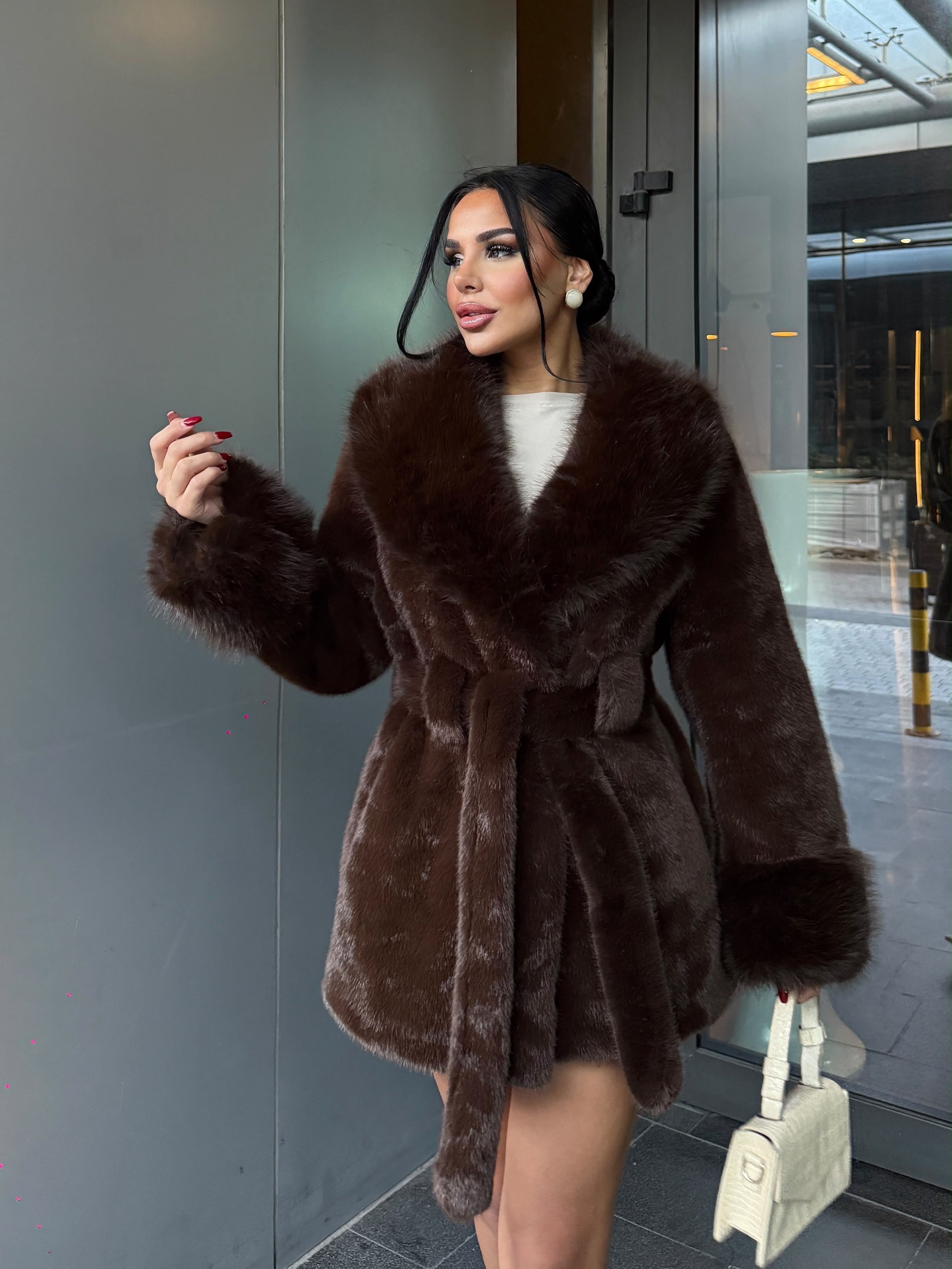 Laty İthal Angora Kürk Kısa Kahve