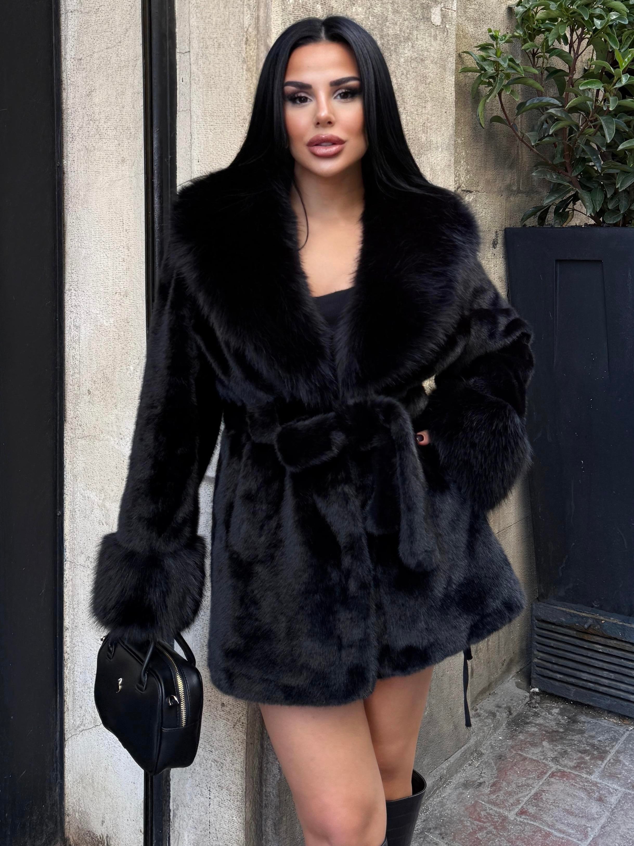 Laty İthal Angora Kürk Kısa Siyah
