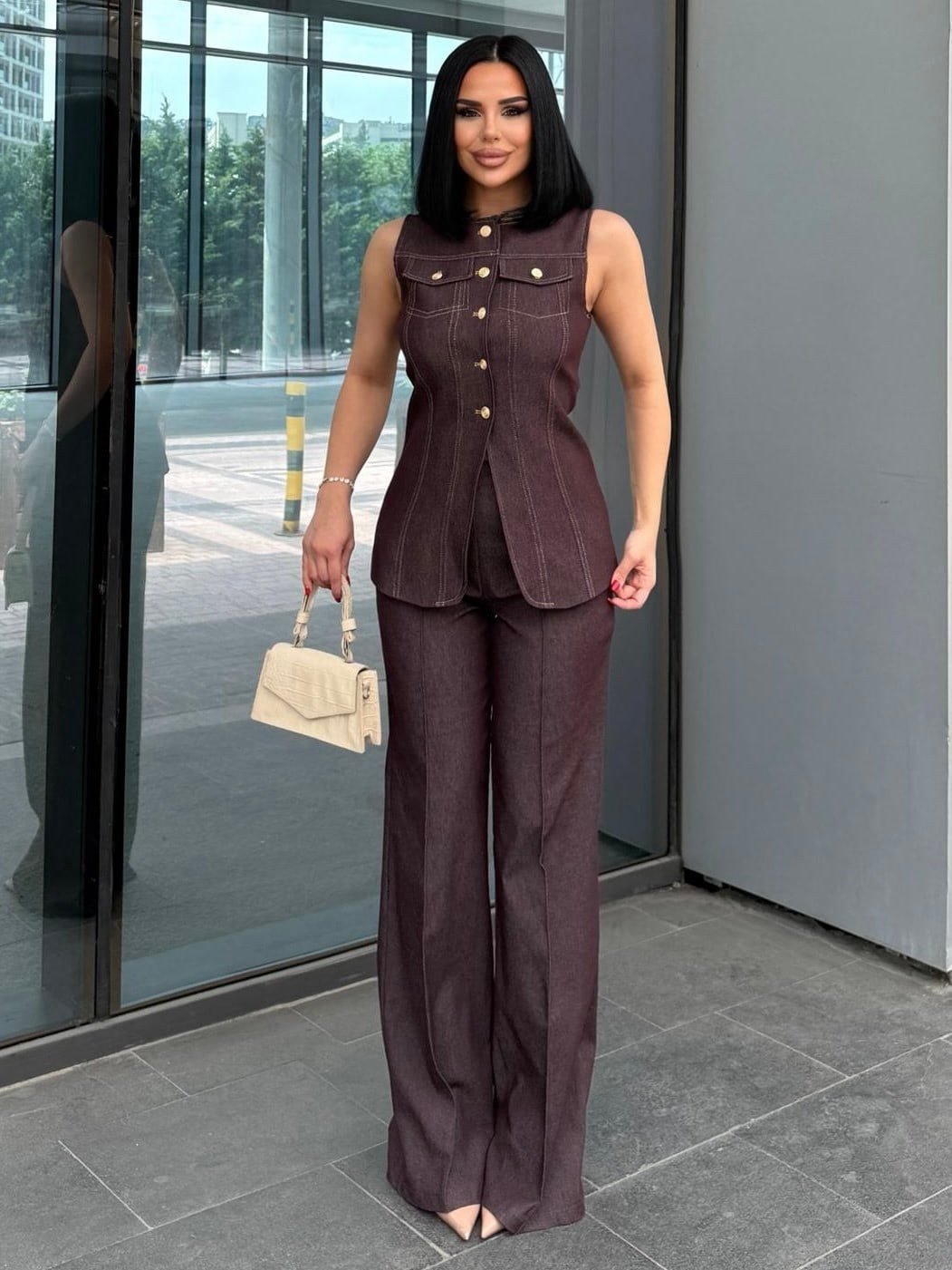 Lera Denim Takım Mürdüm