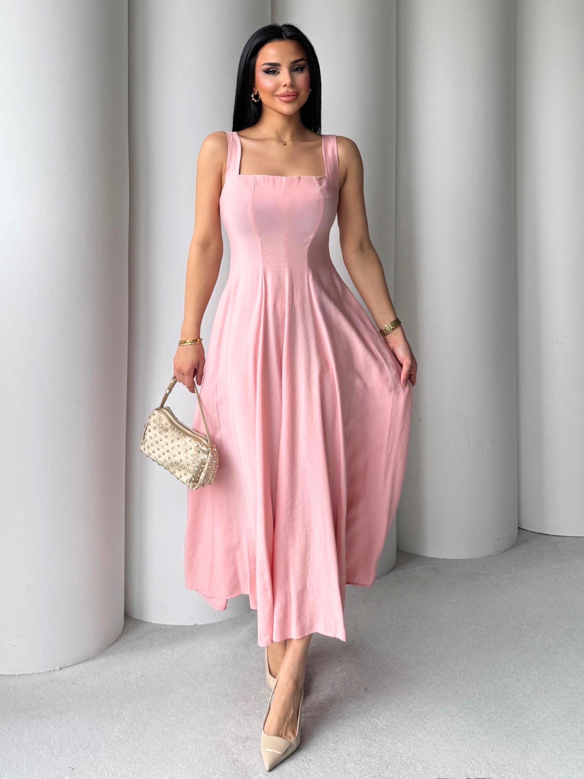 Lotus Midi Boy Elbise Pembe