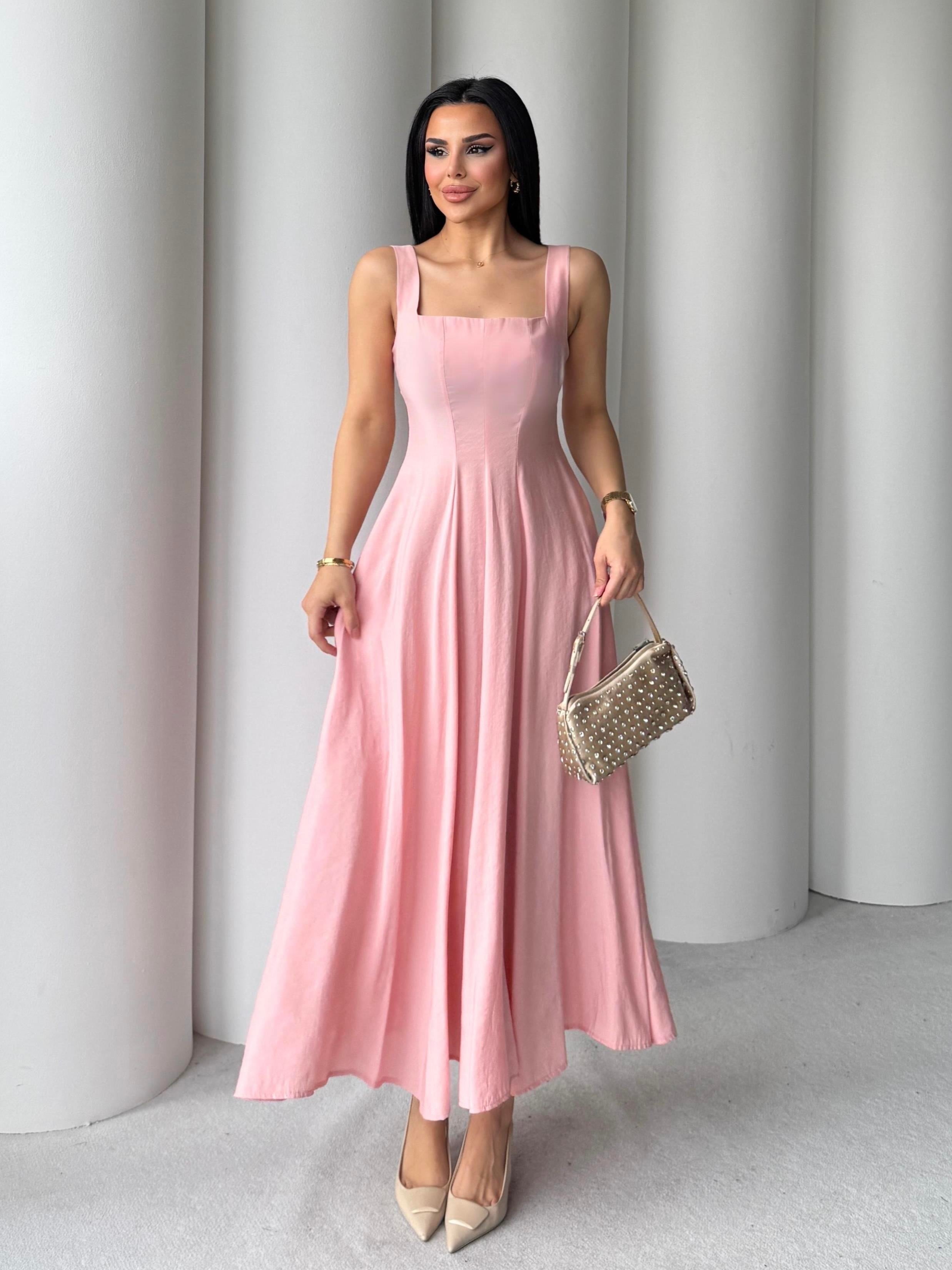 Lotus Midi Boy Elbise Pembe