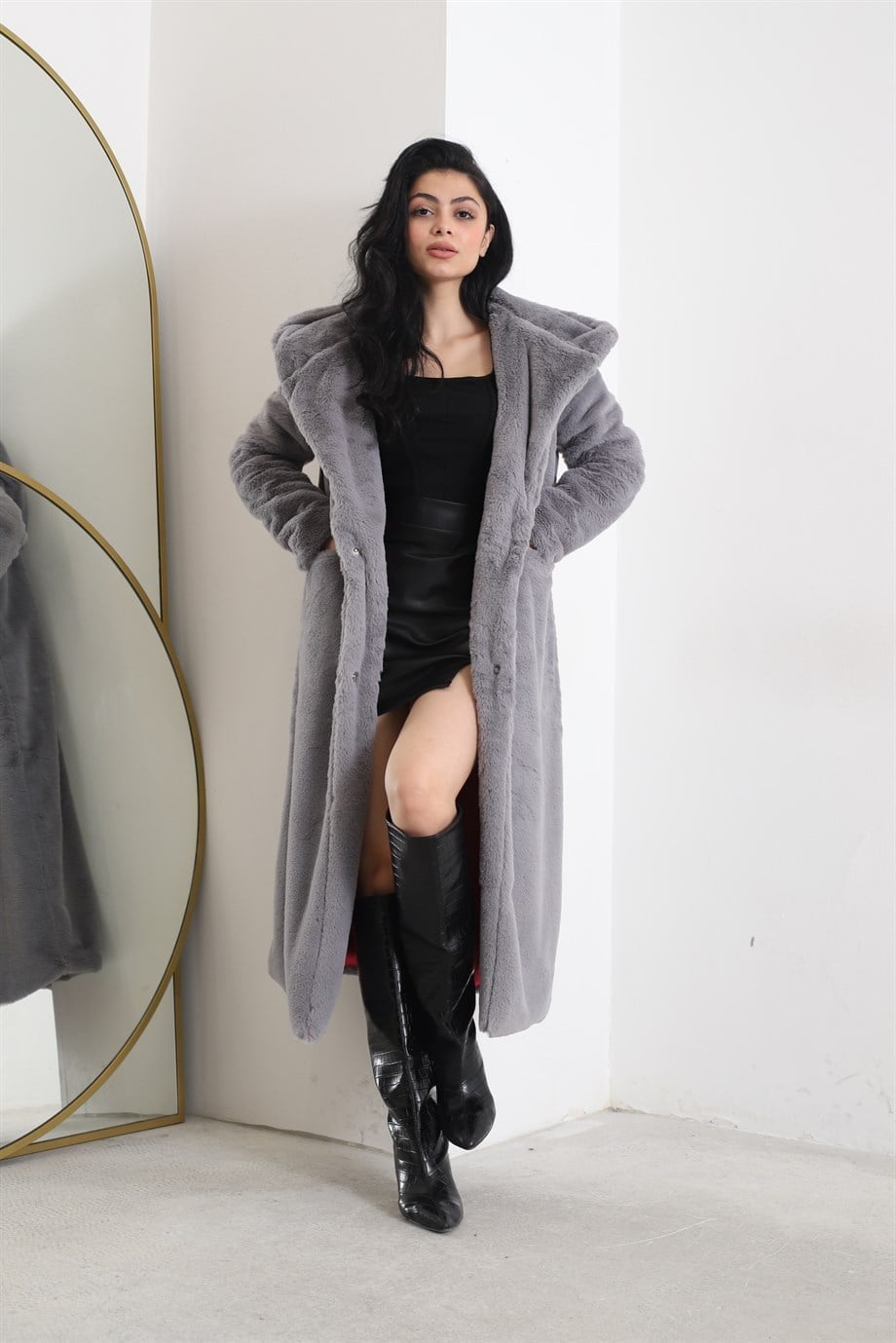Lova Peluş Kaban Gri