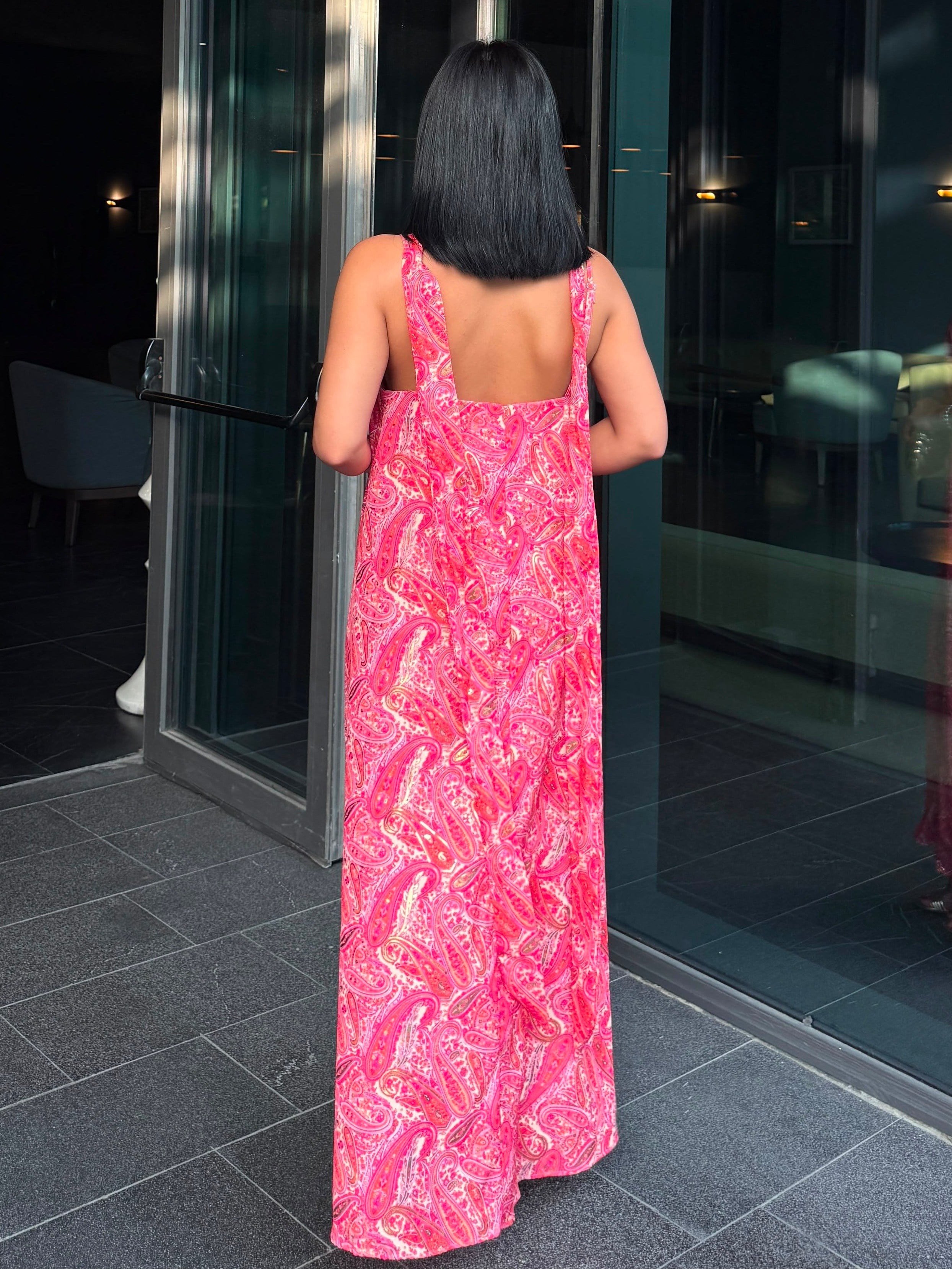 Natos Desenli Elbise Pembe